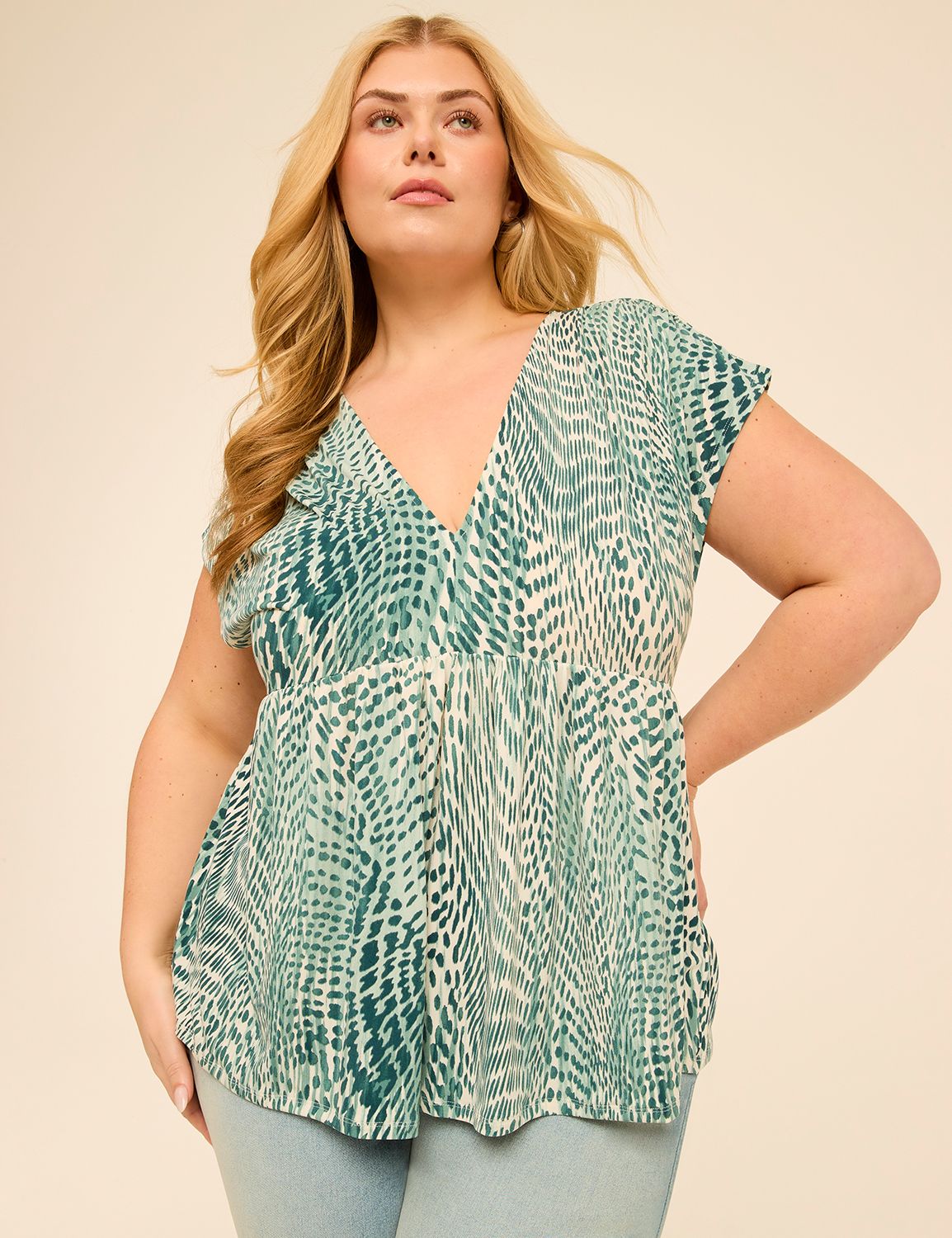 Cap-Sleeve Babydoll Top