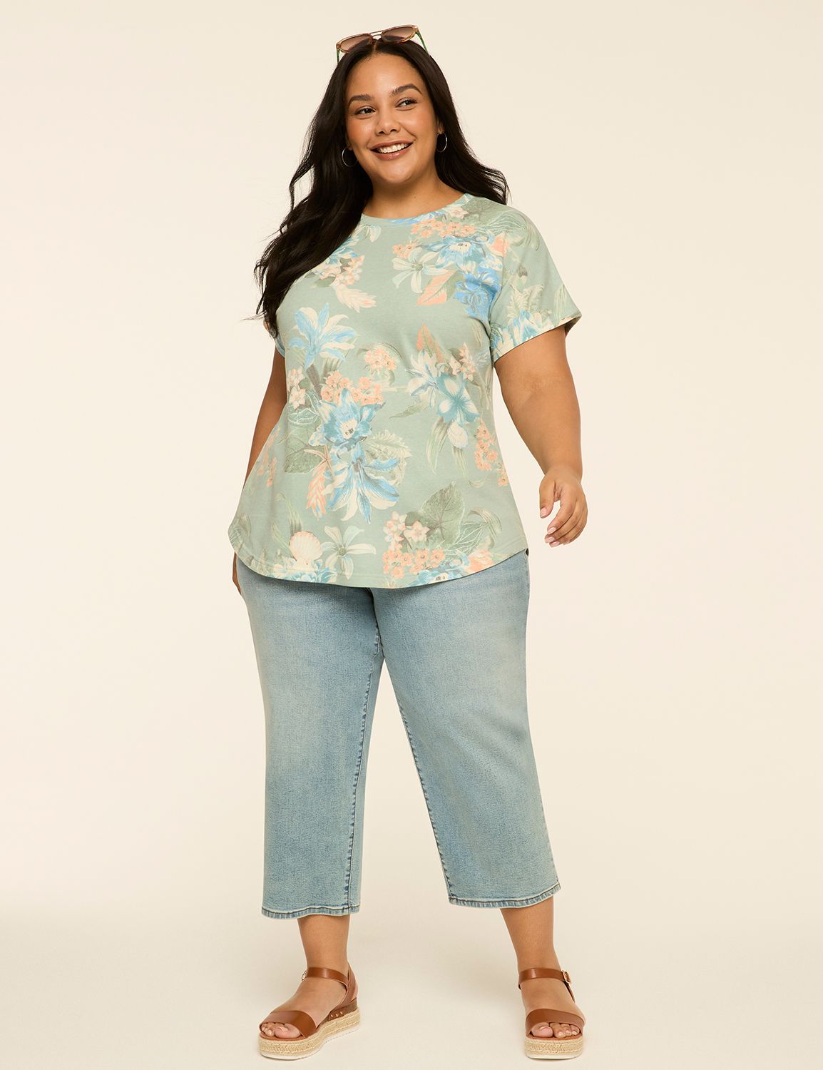 Short Sleeve Crewneck Dolman Curved Product Image 3