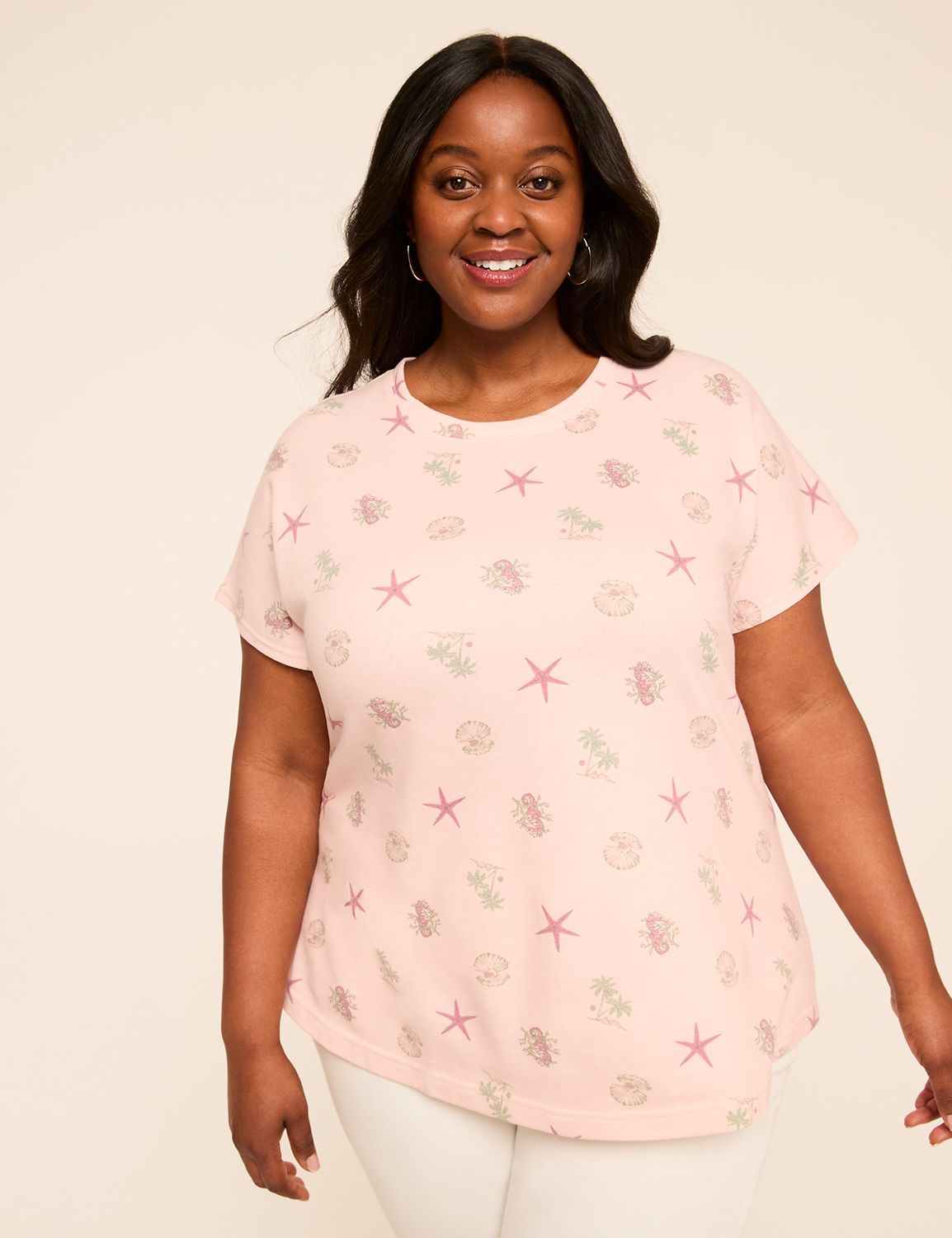 Short Sleeve Crewneck Dolman Curved Product Image 1