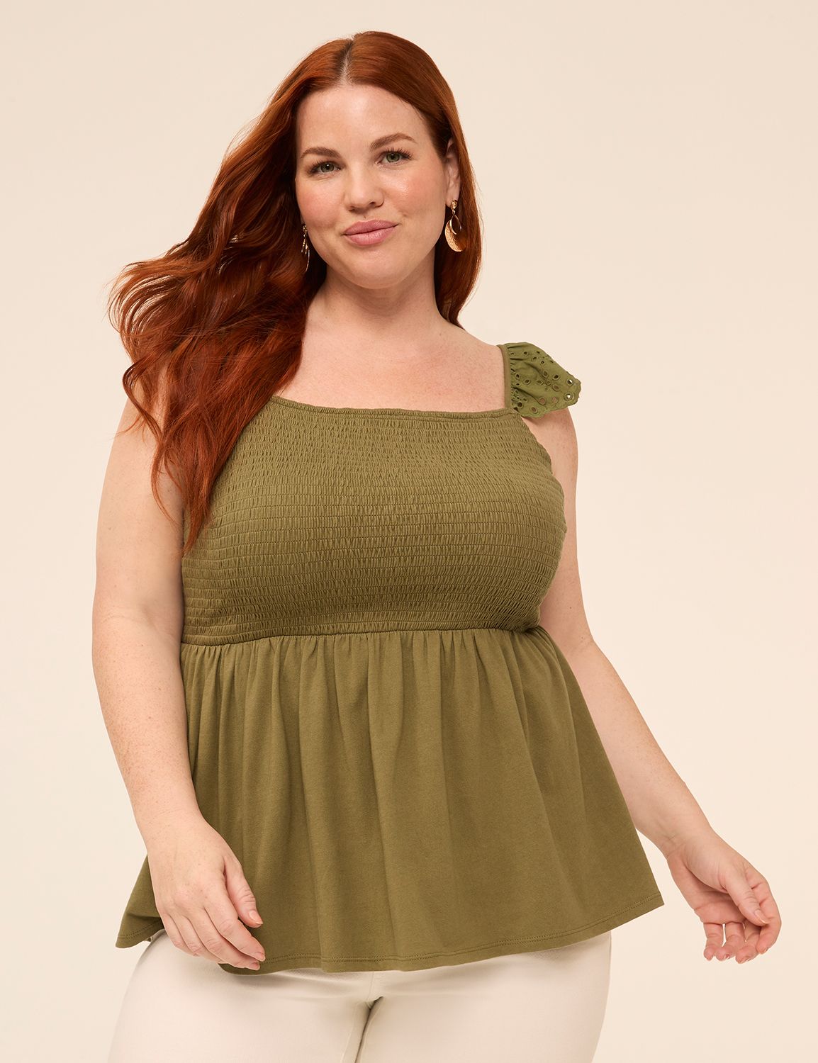 Flutter Eyelet Sleeve Smocked Bodic Product Image 1