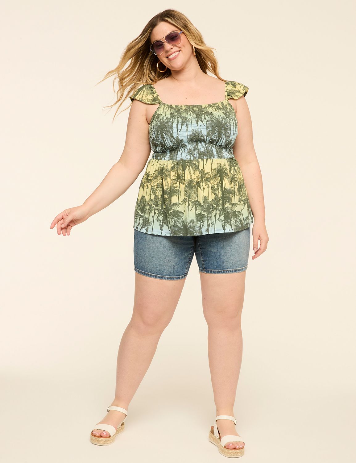 Flutter Eyelet Sleeve Smocked Bodic Product Image 3