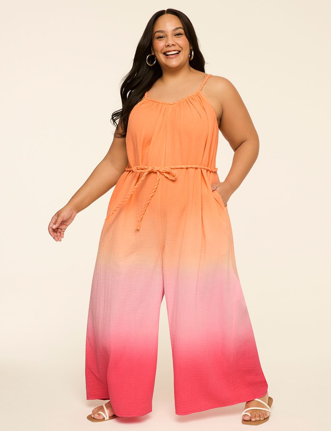 Braided-Strap Wide Leg Jumpsuit