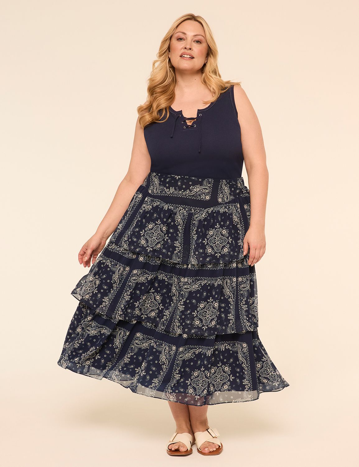 CHIFFON TIERED MAXI SKIRT 1150299 Product Image 3