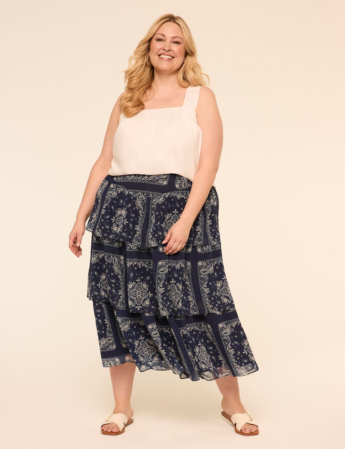 CHIFFON TIERED MAXI SKIRT 1150299 Product Image 4