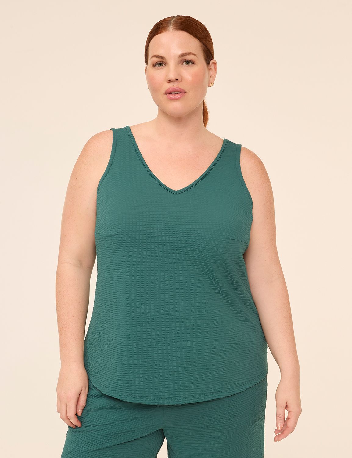 LIVI Textured Woven V-Neck Tank