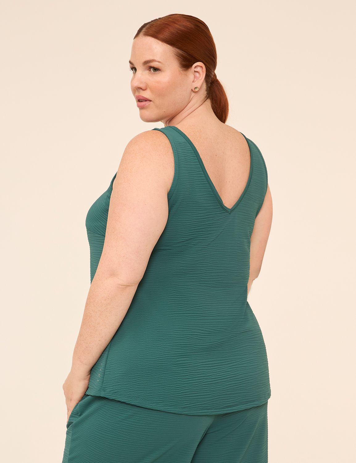 LIVI Textured Woven V-Neck Tank