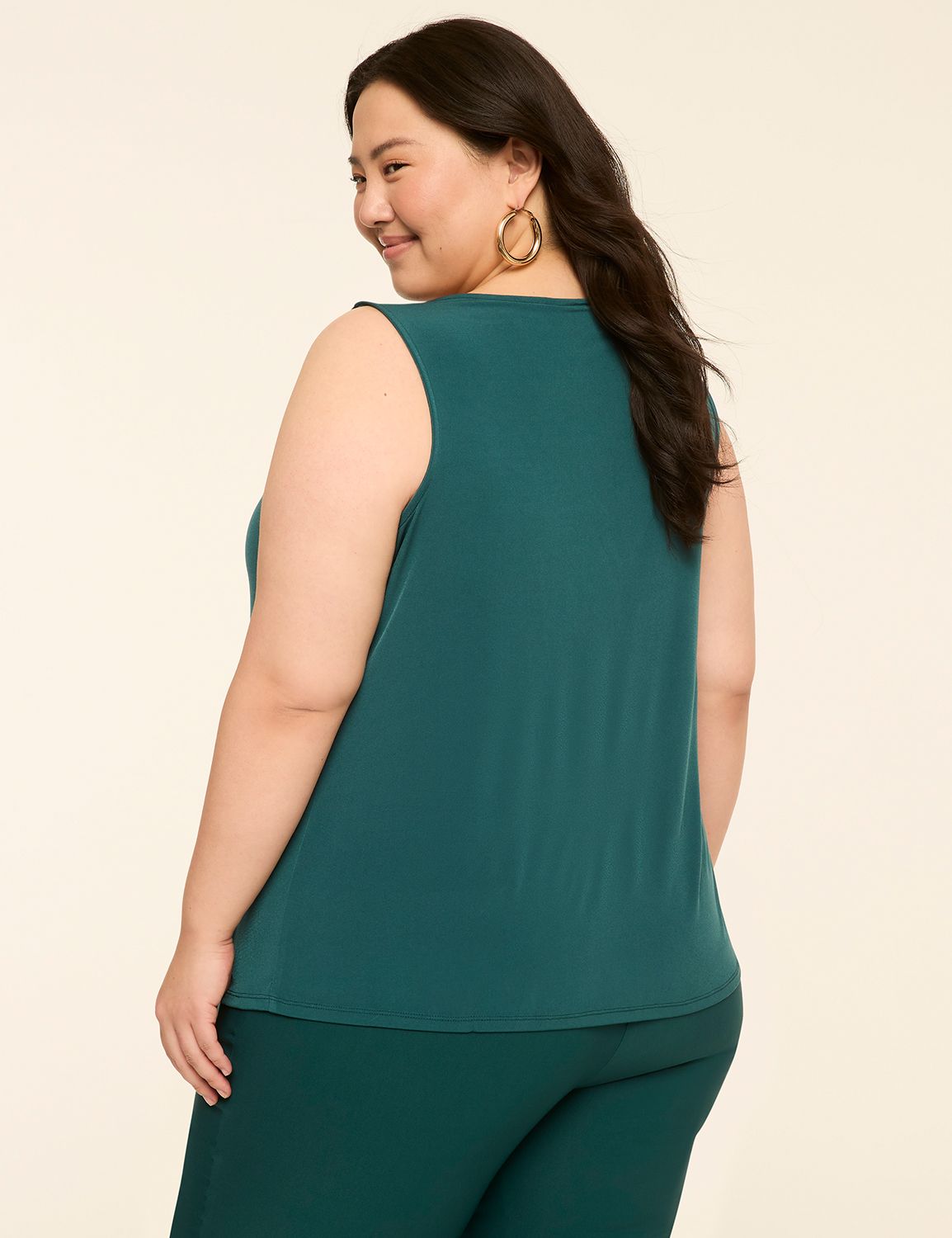 Swing Sleeveless Pleat-Front Top