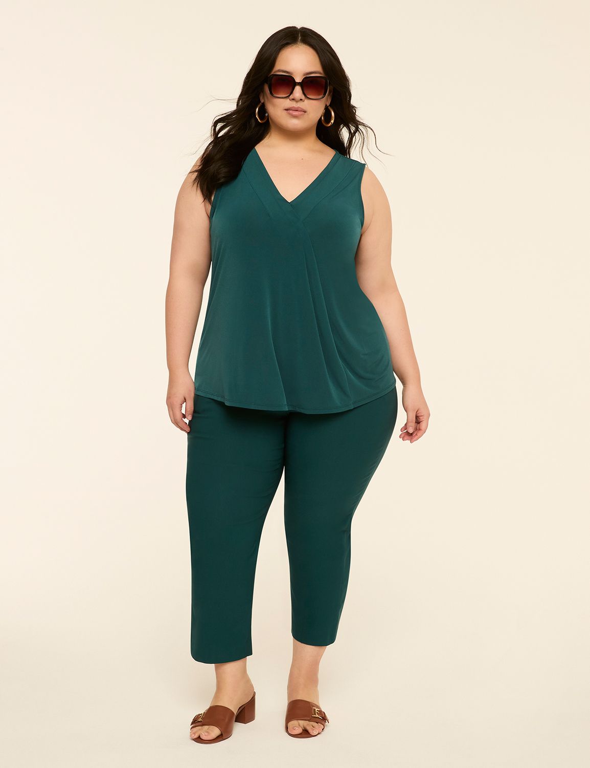Sleeveless Matte Jersey Pleat Front Product Image 3