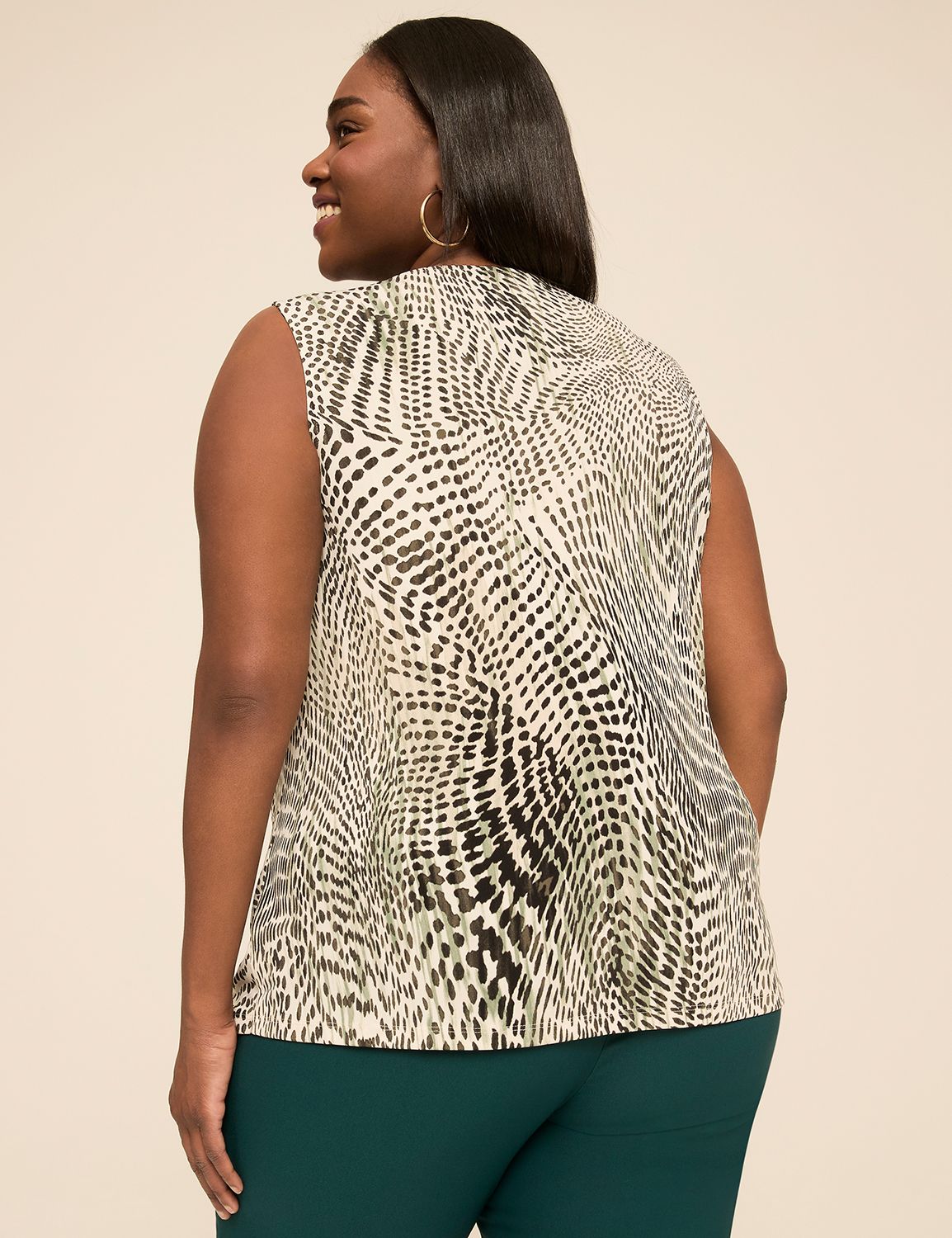 Swing Sleeveless Pleat-Front Top