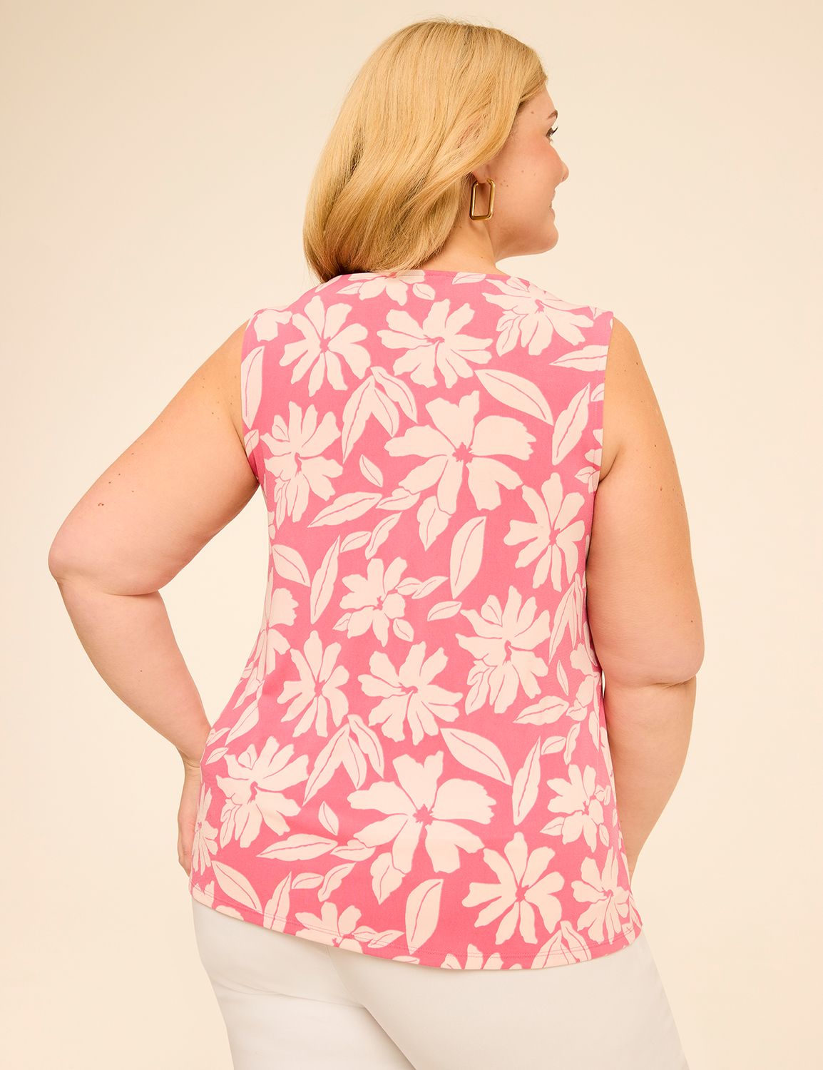 Swing Sleeveless Pleat-Front Top