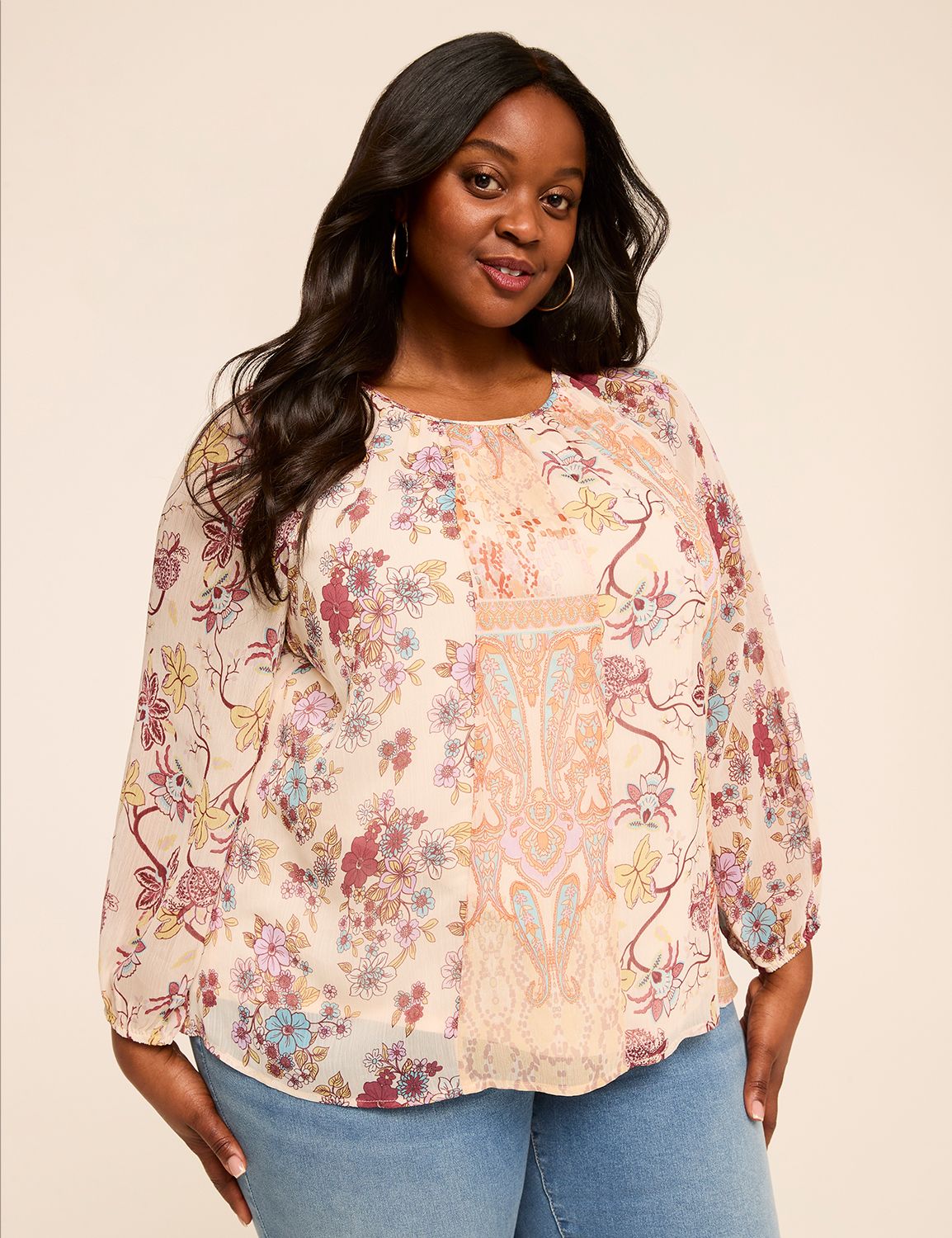 Classic Bracelet Sleeve Crew Neck P Product Image 1