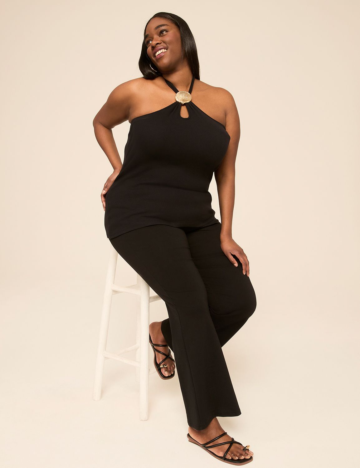 Sleeveless Halter Neck Keyhole Rib Product Image 3