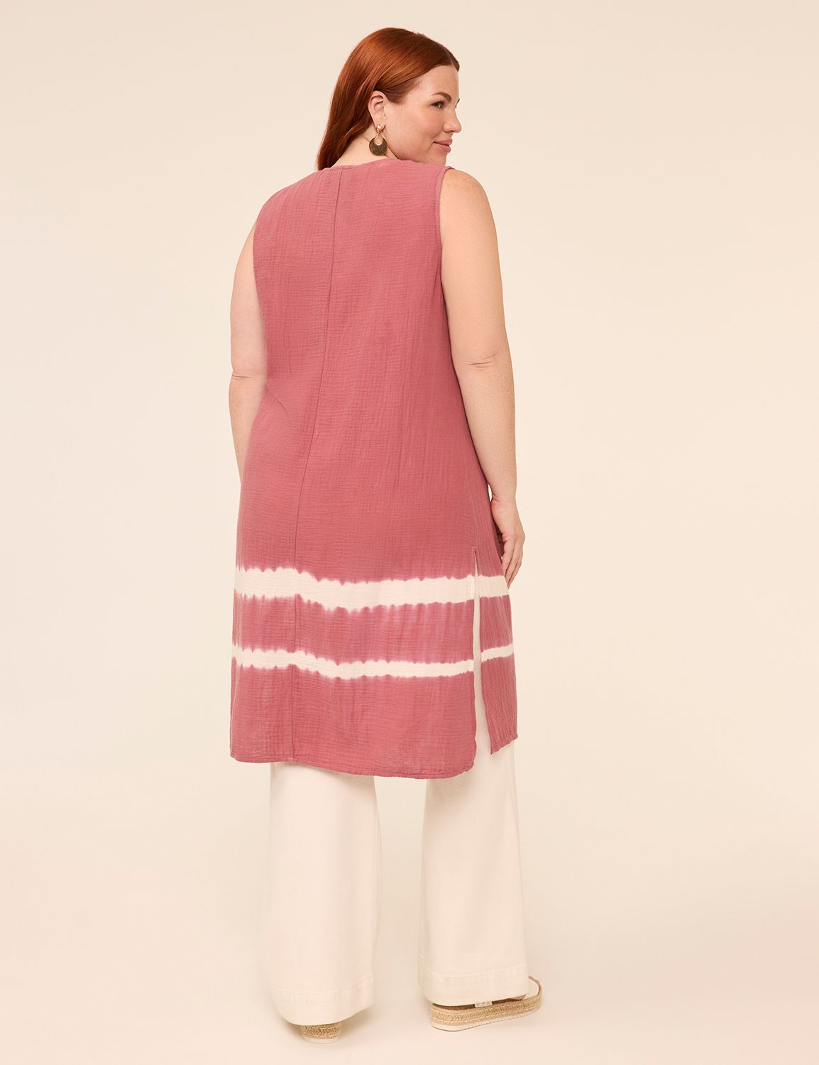 Gauze Longline Vest Overpiece