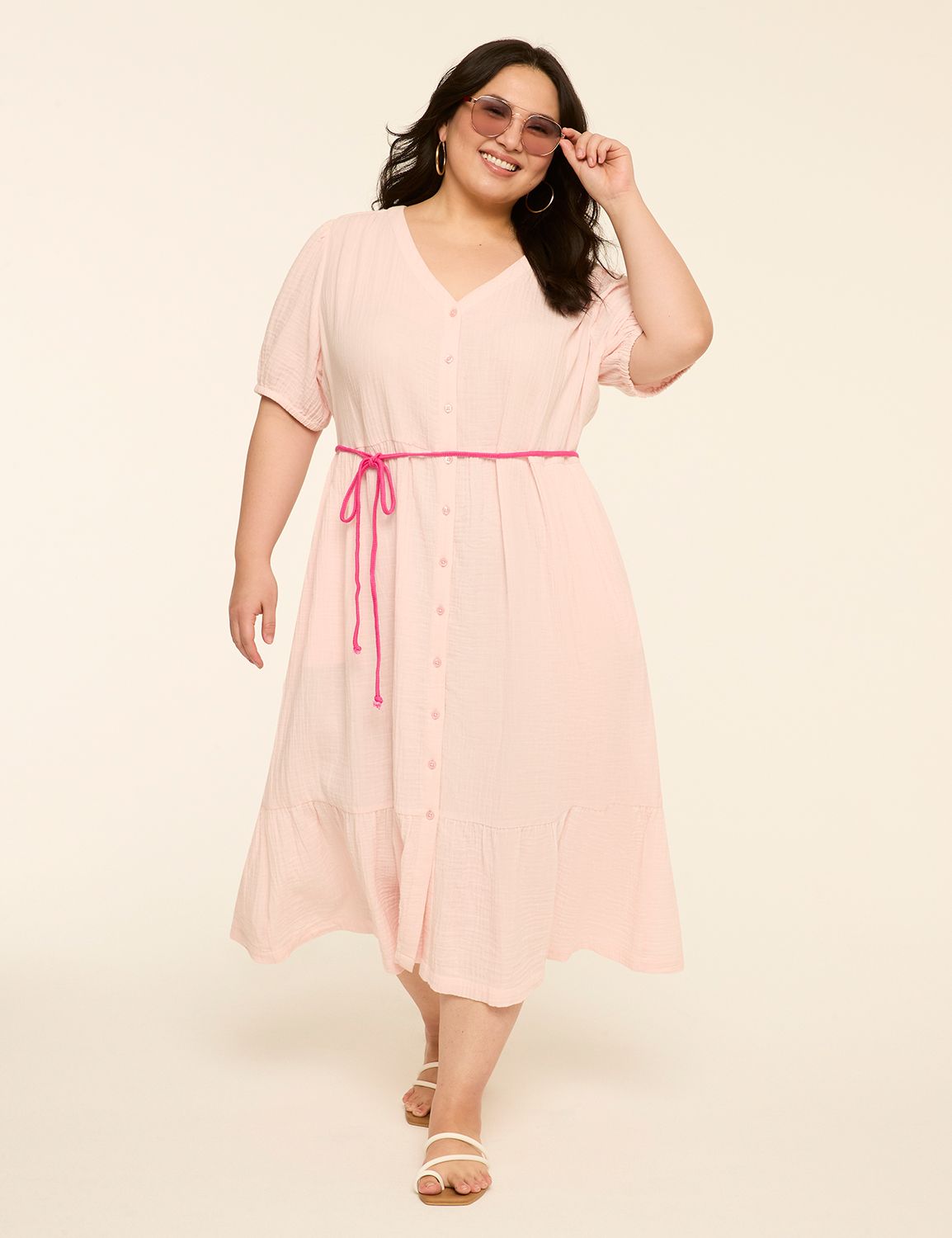 Button-Front Maxi Dress