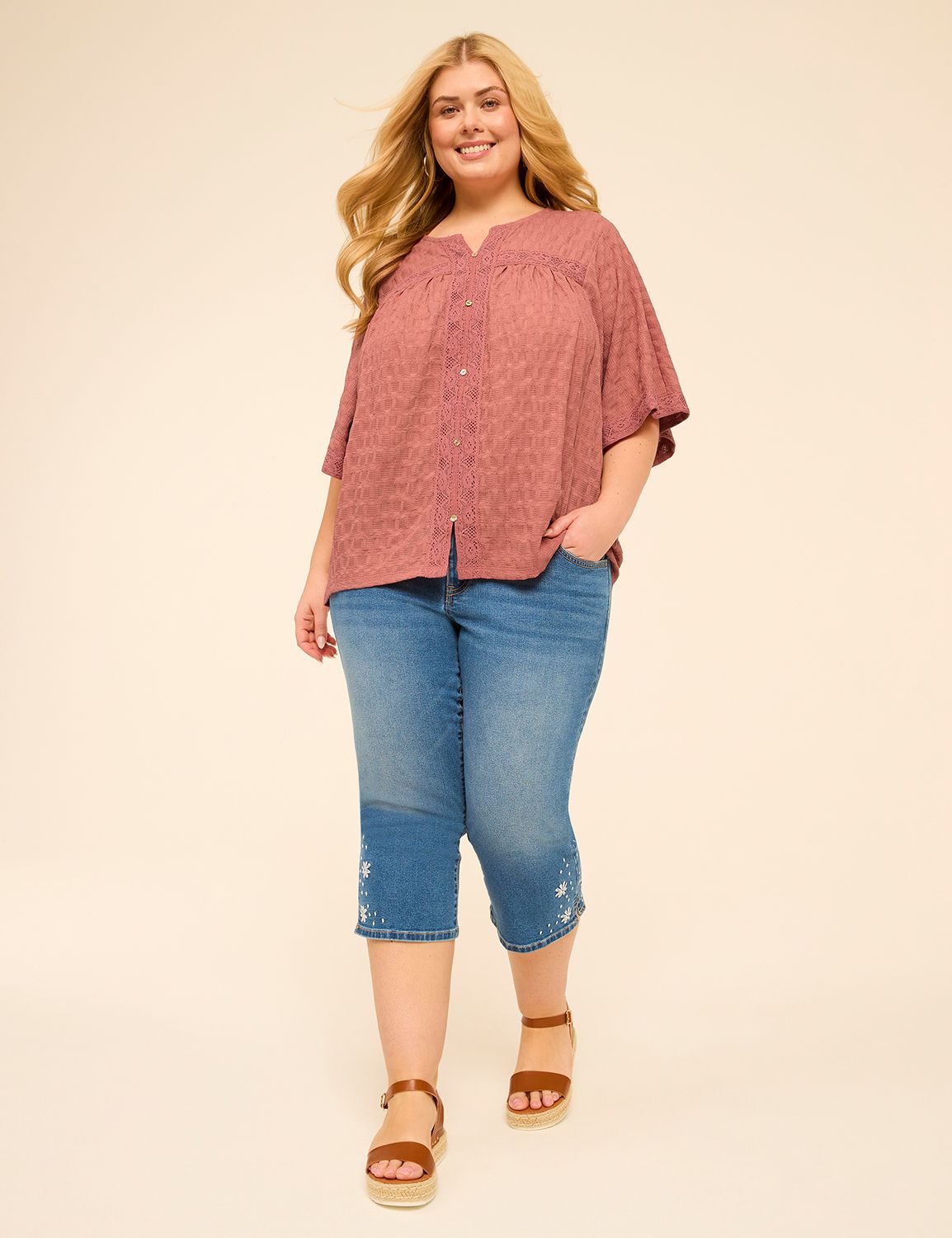 Dolman Long Sleeve Button Front Lac Product Image 3