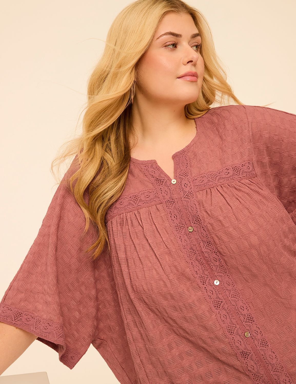 Dolman Long Sleeve Button Front Lac Product Image 4
