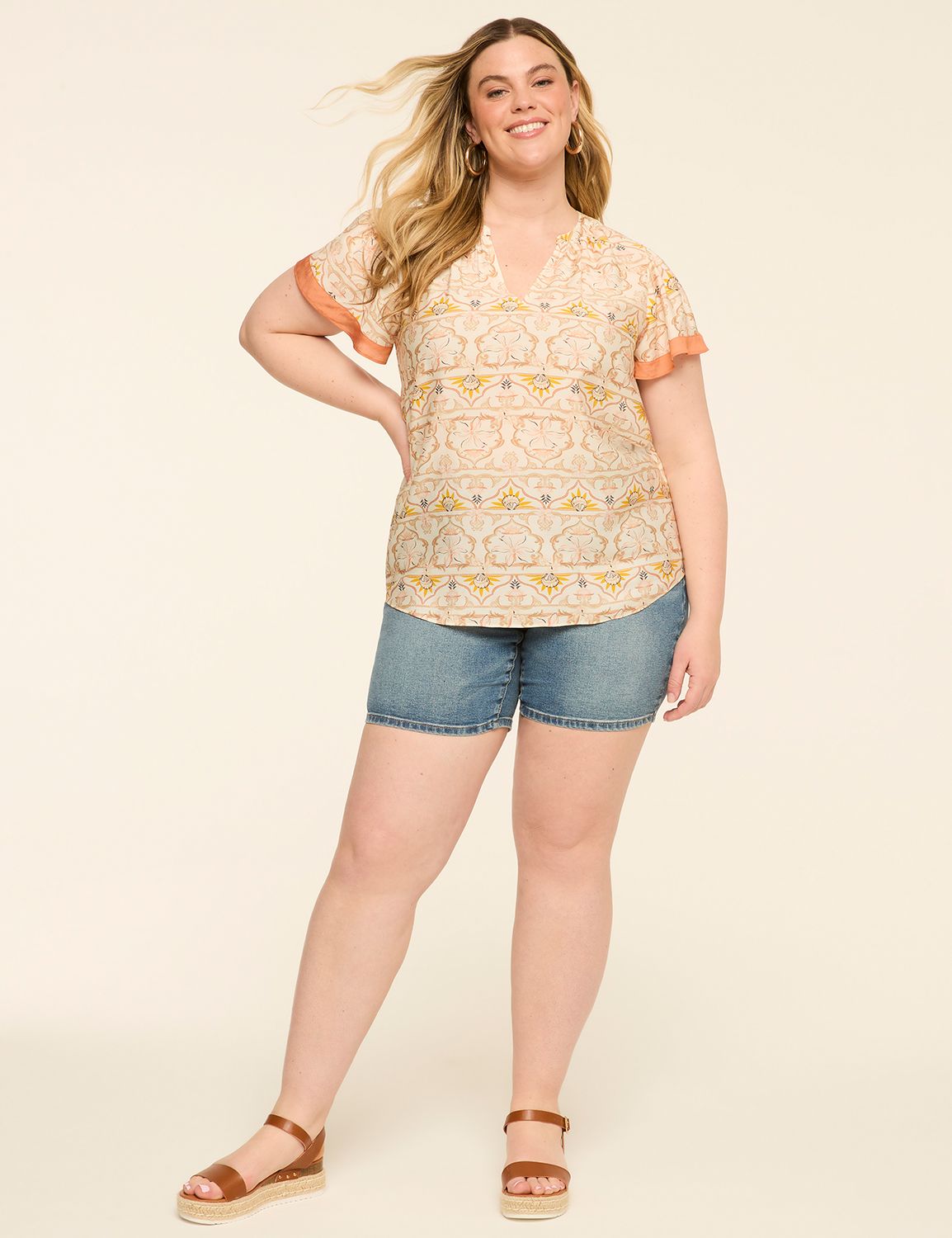 Classic Short Sleeve Ruffle Neck Po Product Image 3