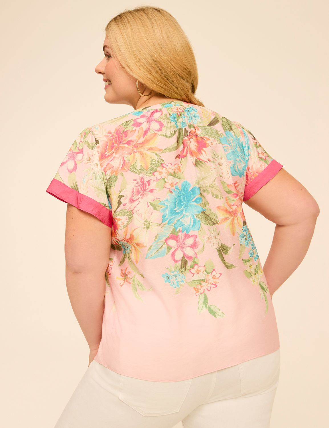 Flutter-Sleeve Split-Neck Popover Top