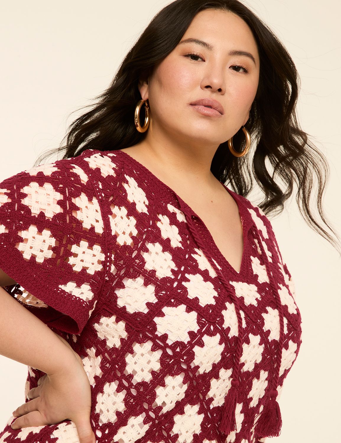 Short Flutter Sleeve Notch Neck Swe Product Image 4
