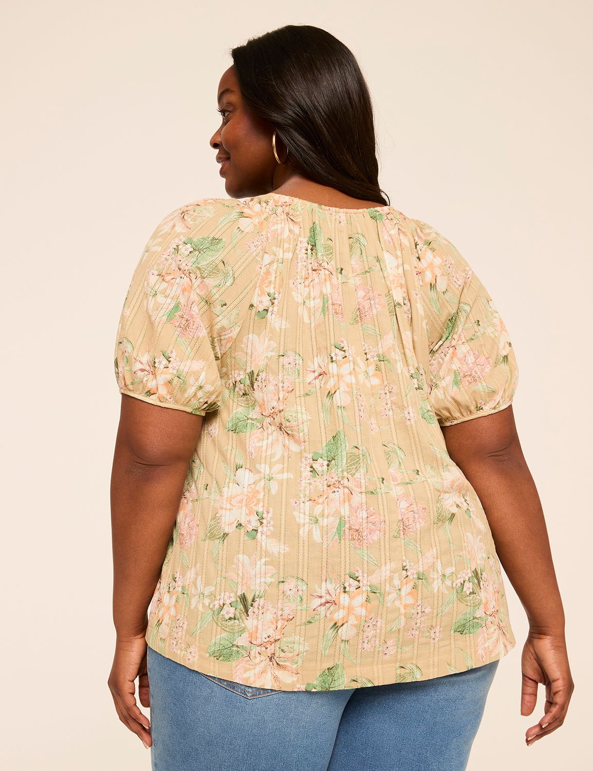 Puff-Sleeve Keyhole Top