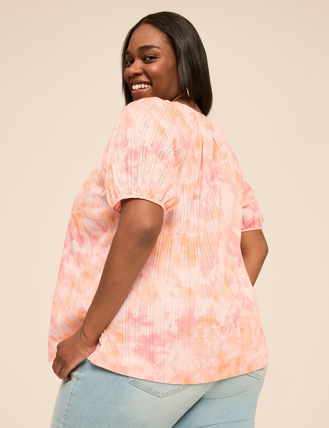Puff-Sleeve Keyhole Top