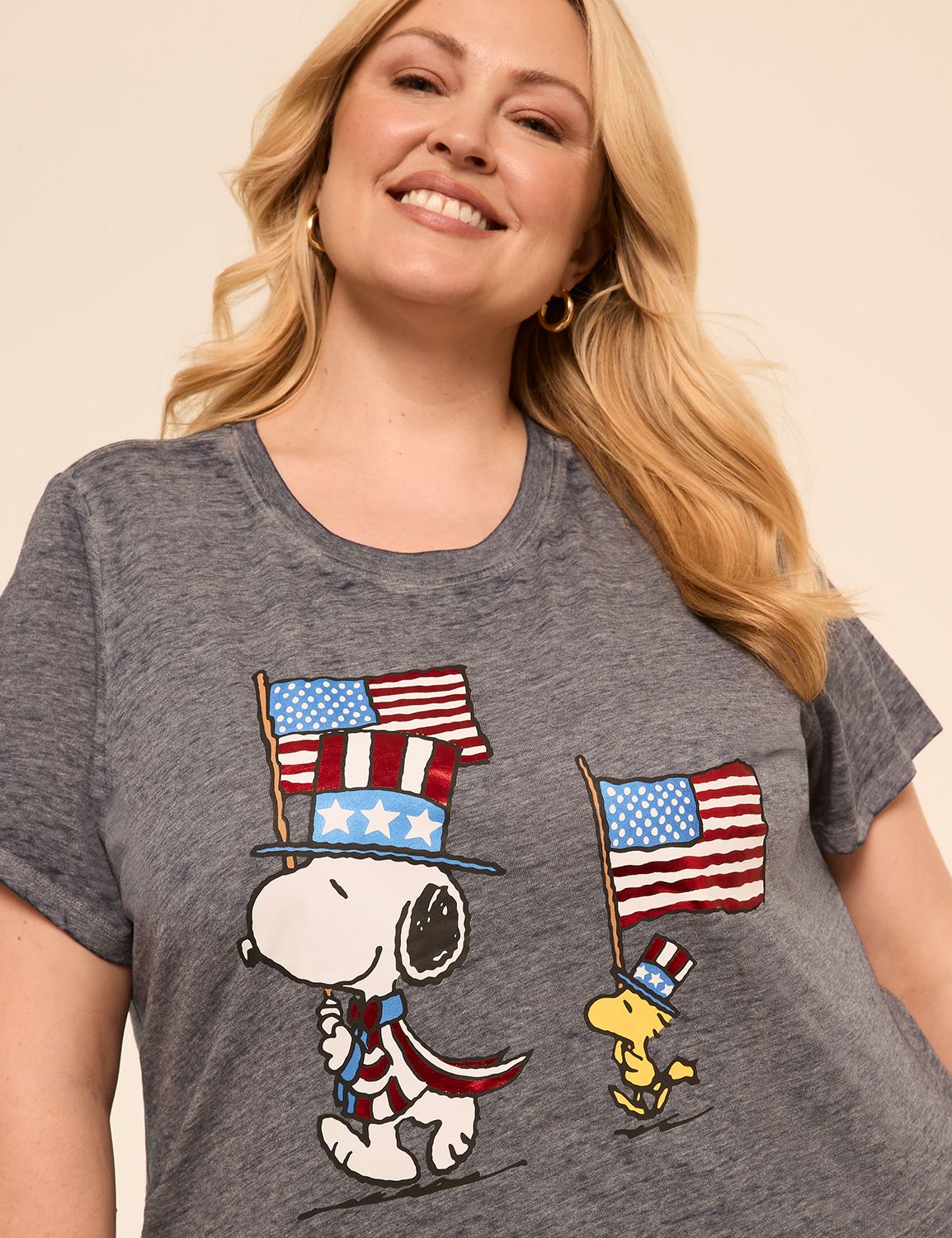 【AMERICANA/アメリカーナ】good feeling t-sh Americana Snoopy & Woodstock Graphic Tee | LaneBryant