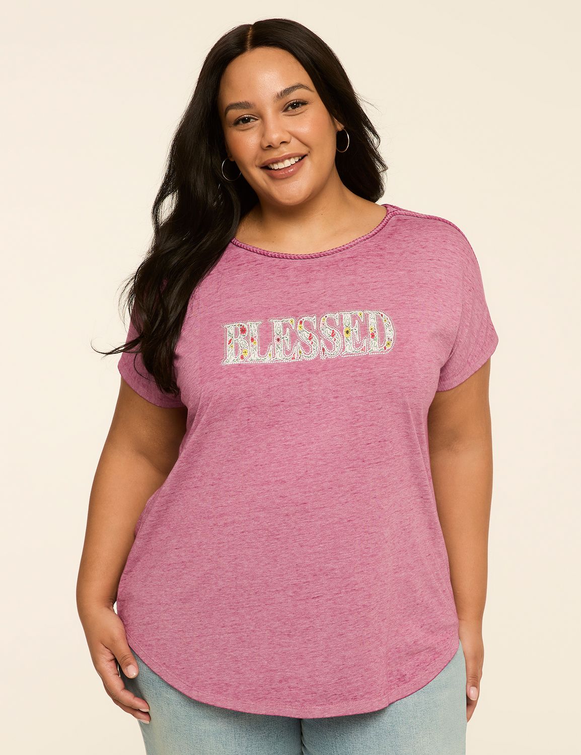 Braided-Neck Blessed Graphic Tee