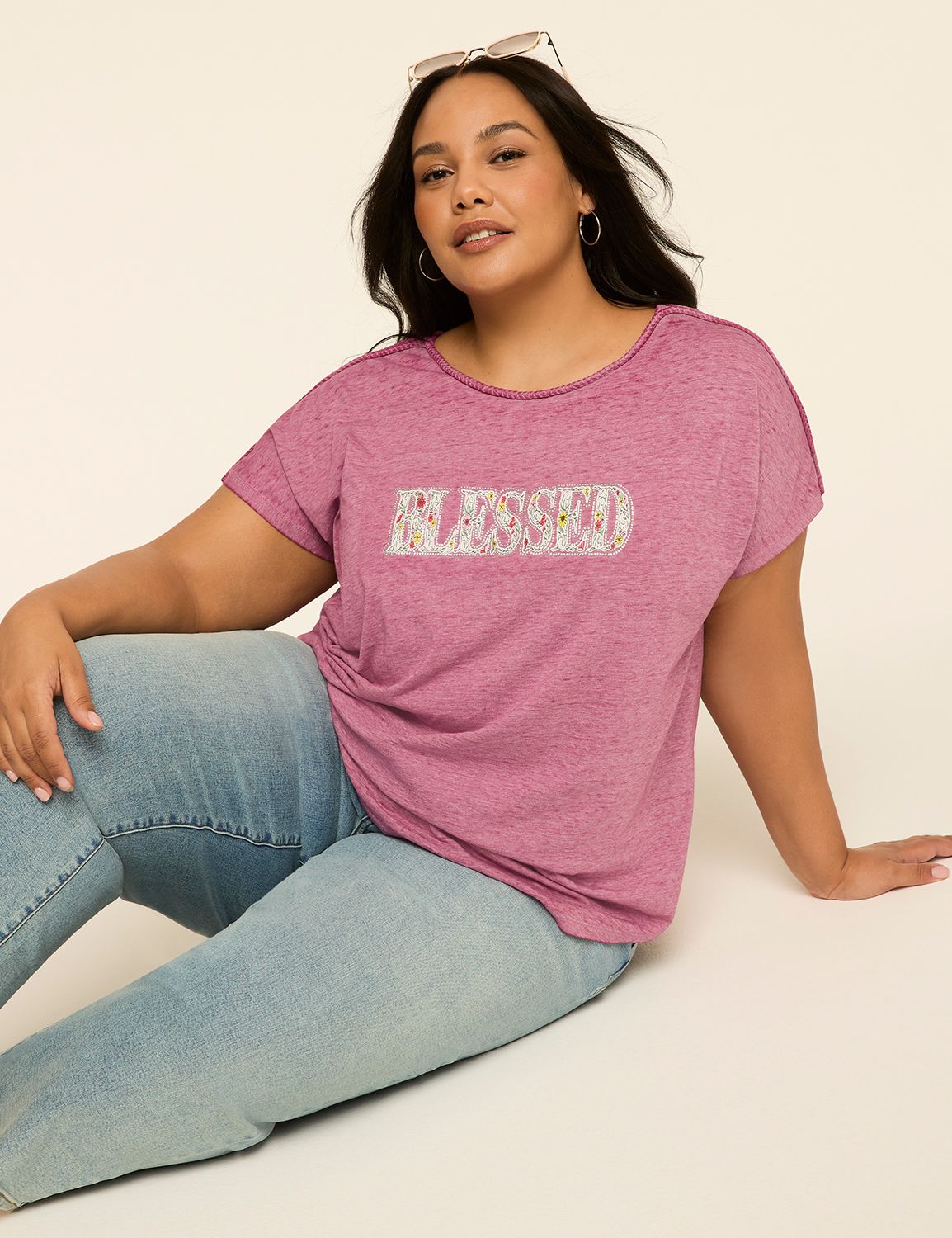 SS Braided Scoop Neck Dolman Graphi Product Image 3