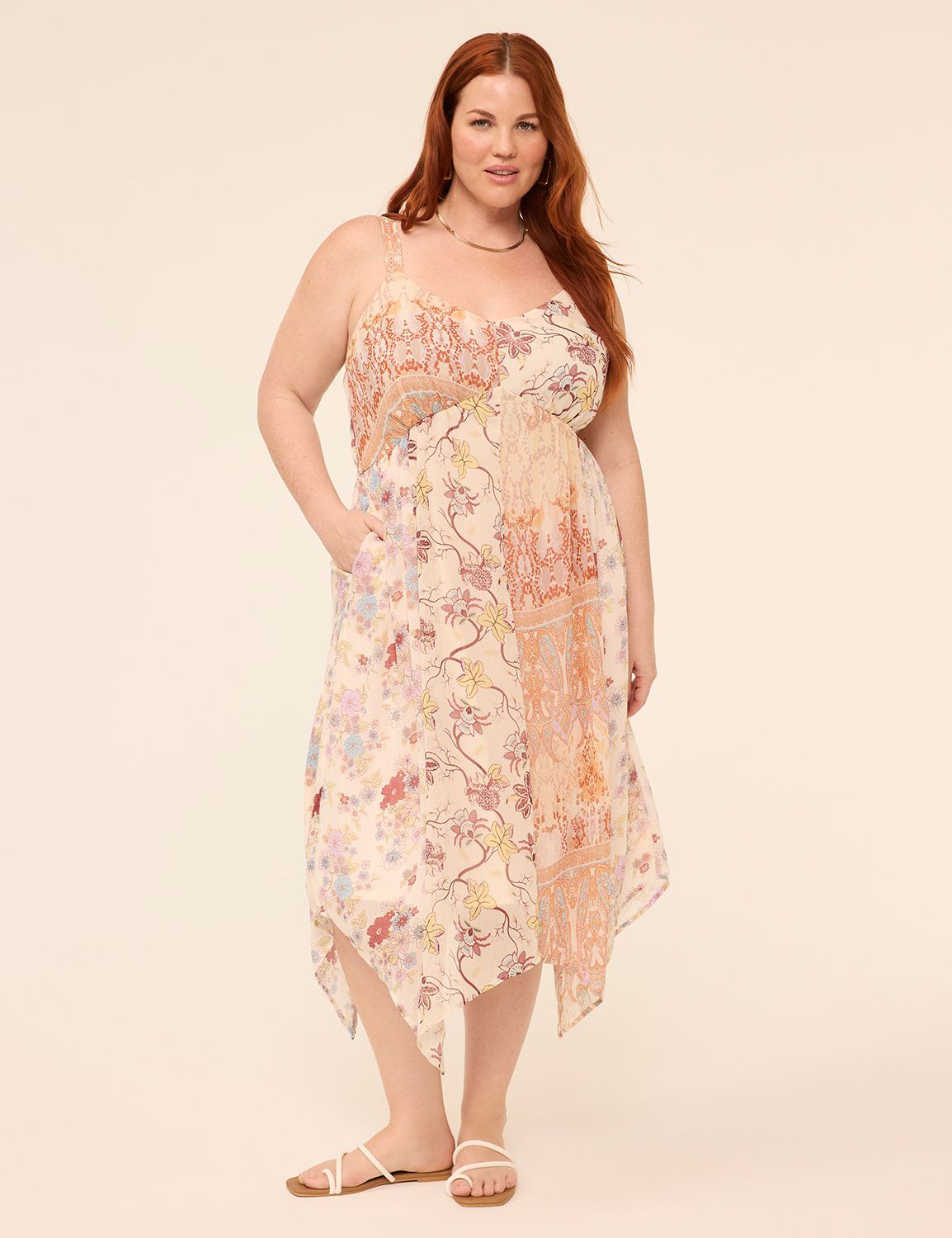 Handkerchief-Hem Midi Dress