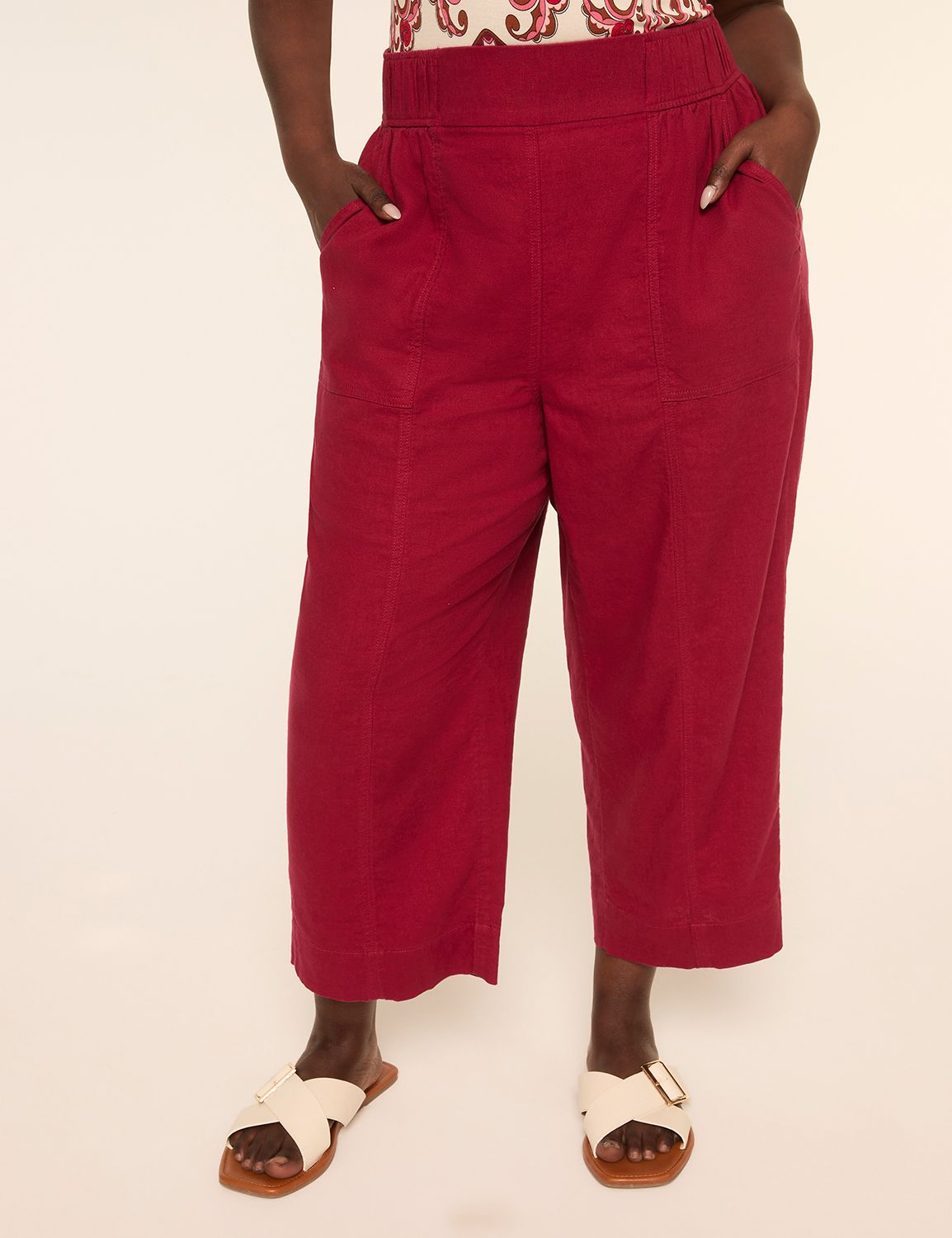 Linen Pull-On Straight Capri Pant