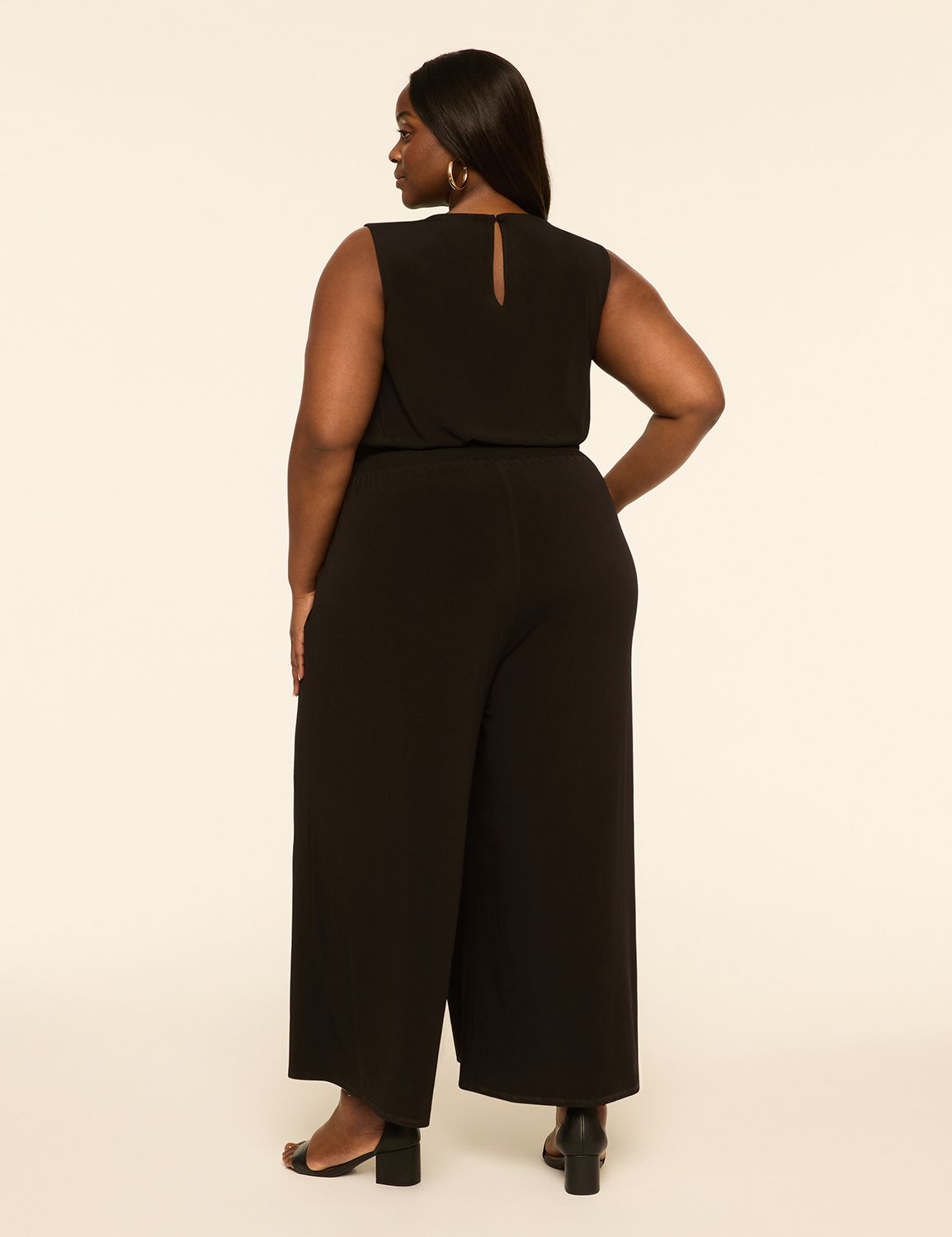 Sleeveless Faux-Wrap Jersey Jumpsuit