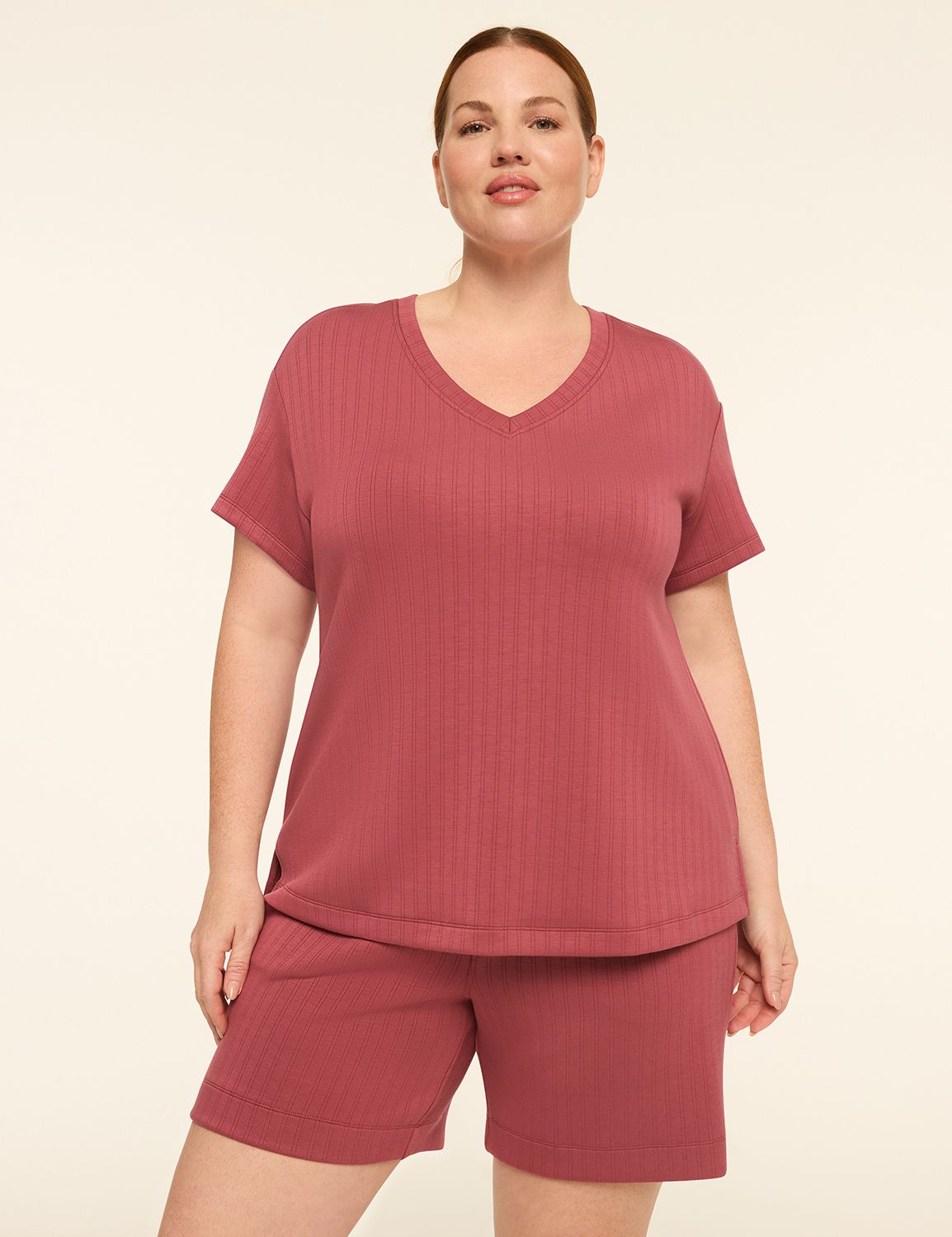 LIVI Wide Rib Journey V-Neck Top