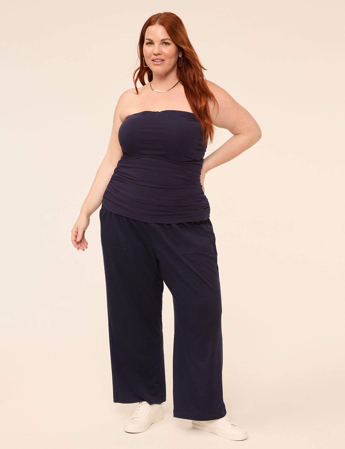 Pull-On Slub Knit Mid Rise Full Len Product Image 3