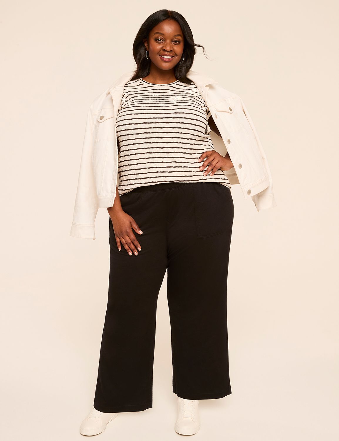 Pull-On Slub Knit Mid Rise Full Len Product Image 3