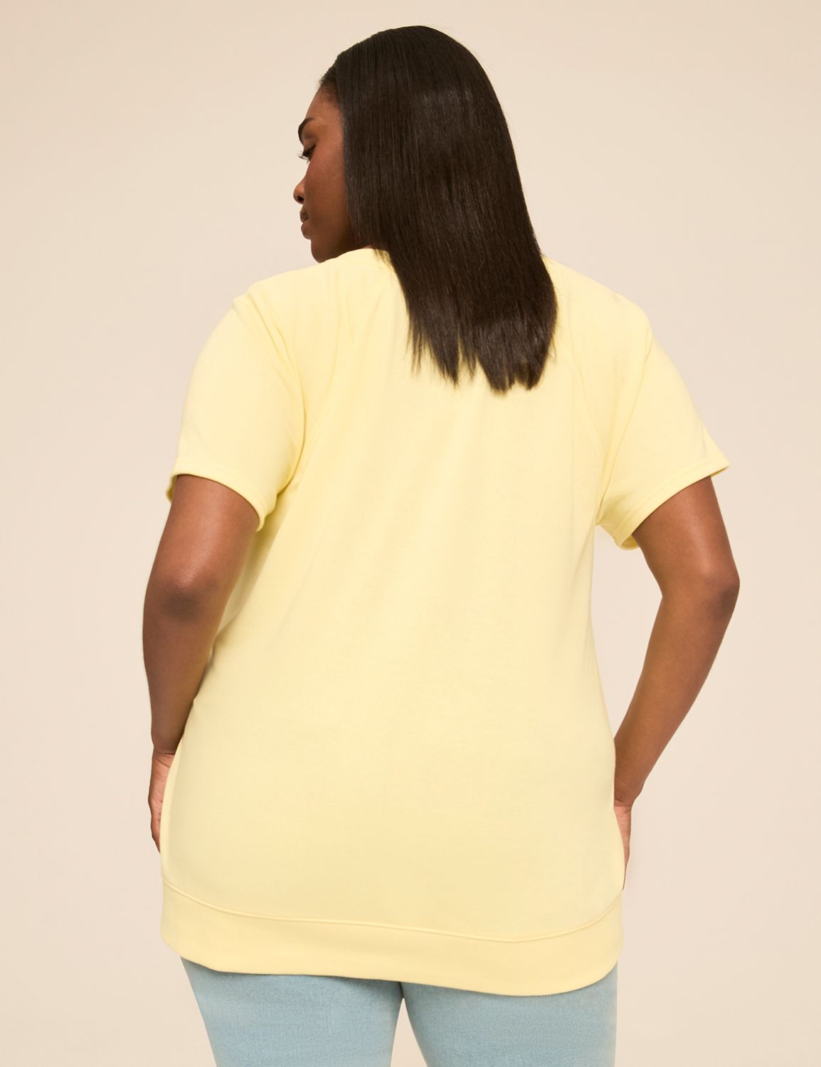 Short Sleeve Crew Notch Neck Sweats Product Image 2