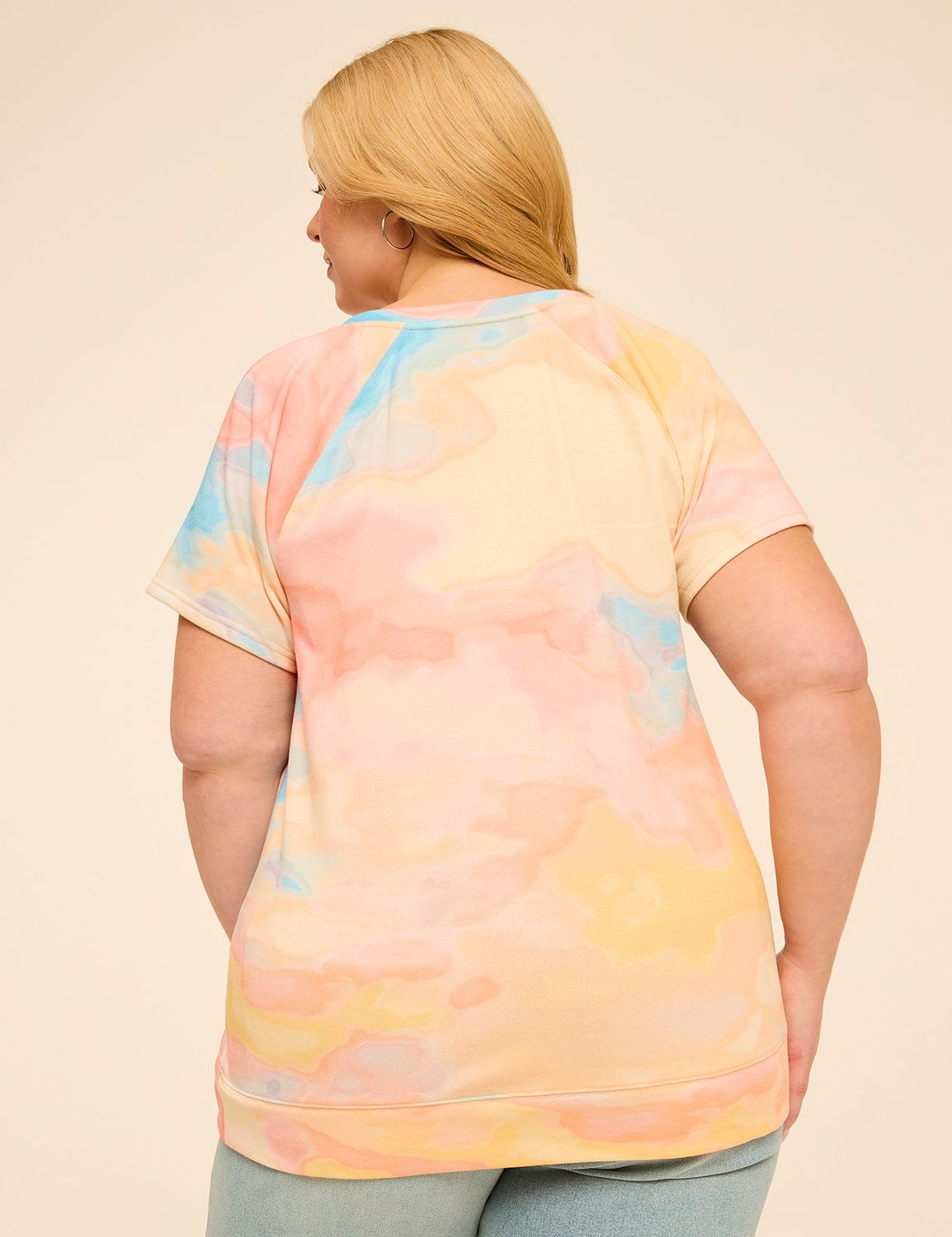 Short Sleeve Crew Notch Neck Sweats Product Image 2