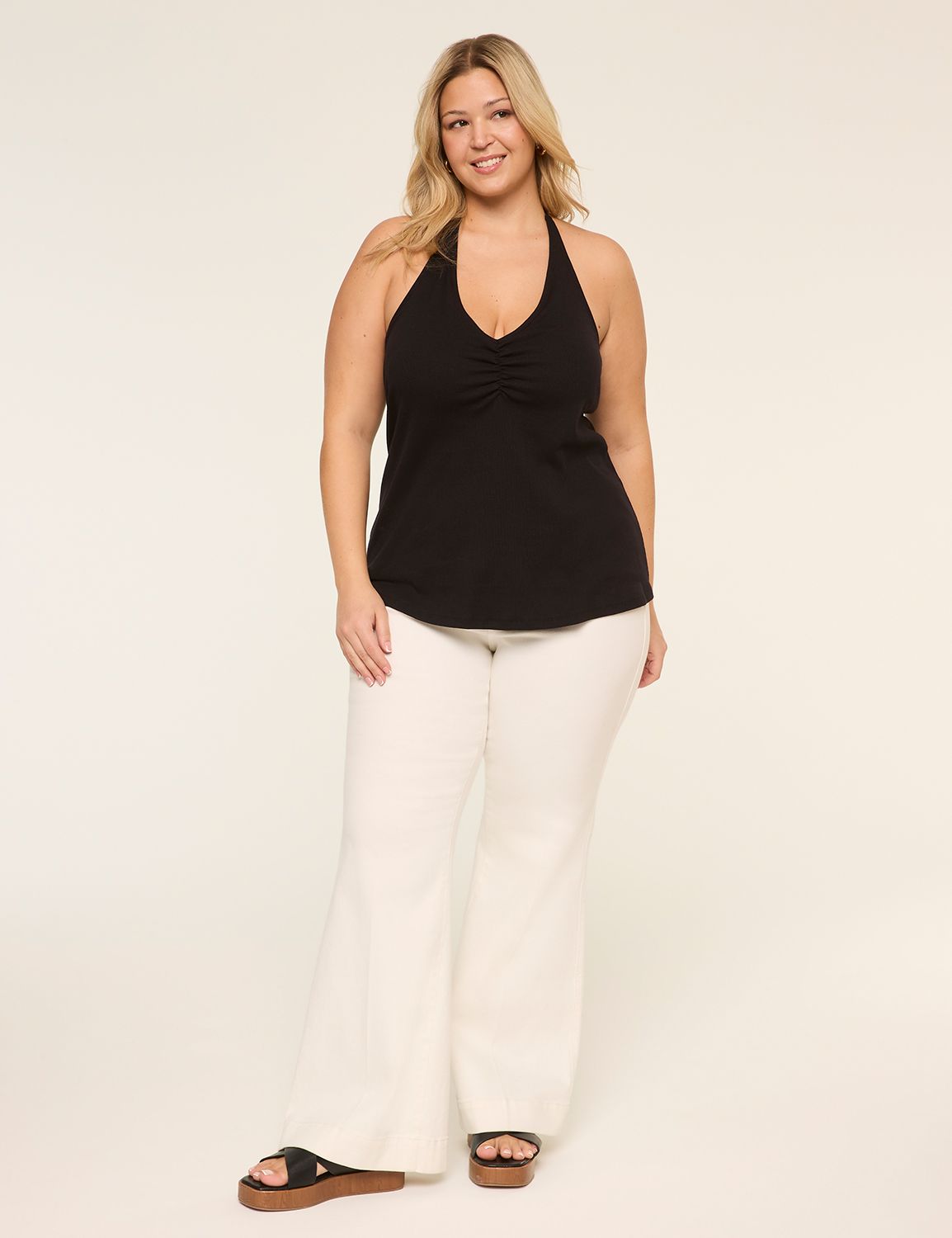 Sleeveless Deep V-Neck Halter Top W Product Image 3