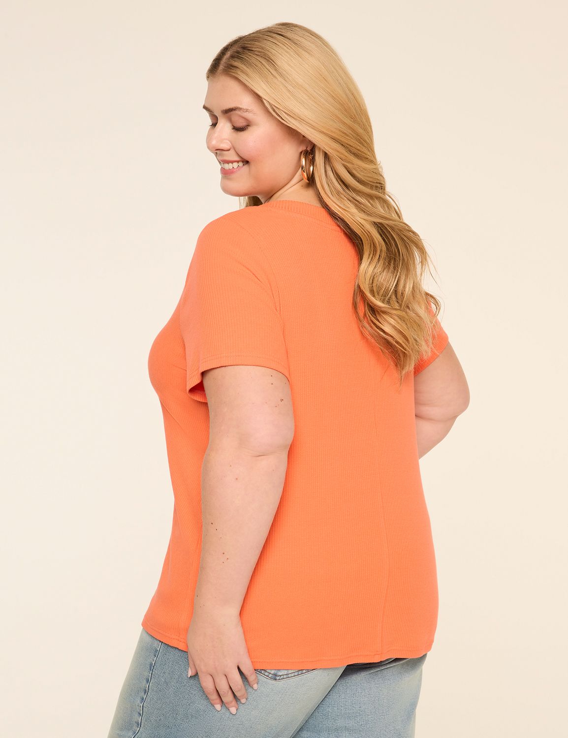Short-Sleeve V-Notch Neck Top