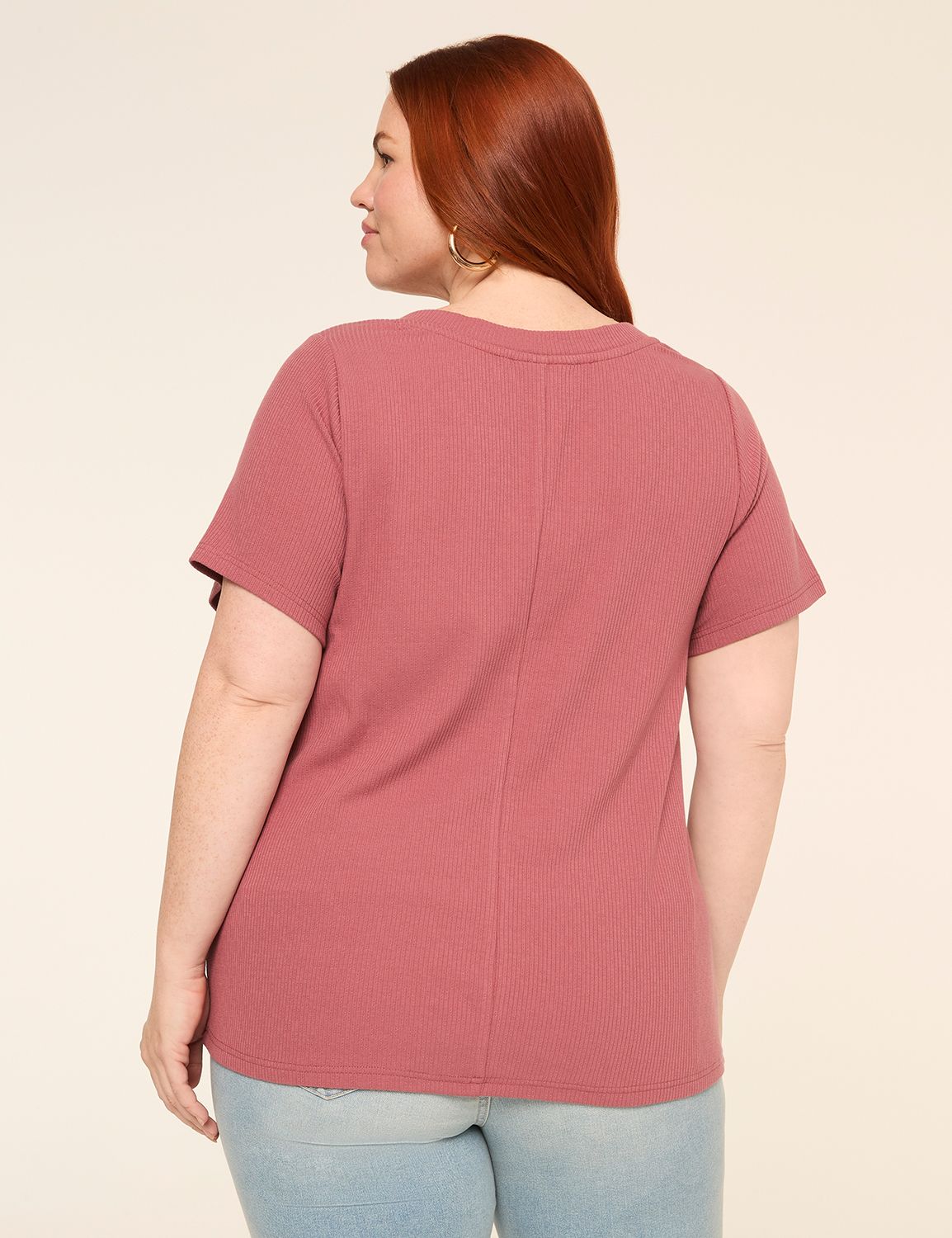 Short-Sleeve V-Notch Neck Top