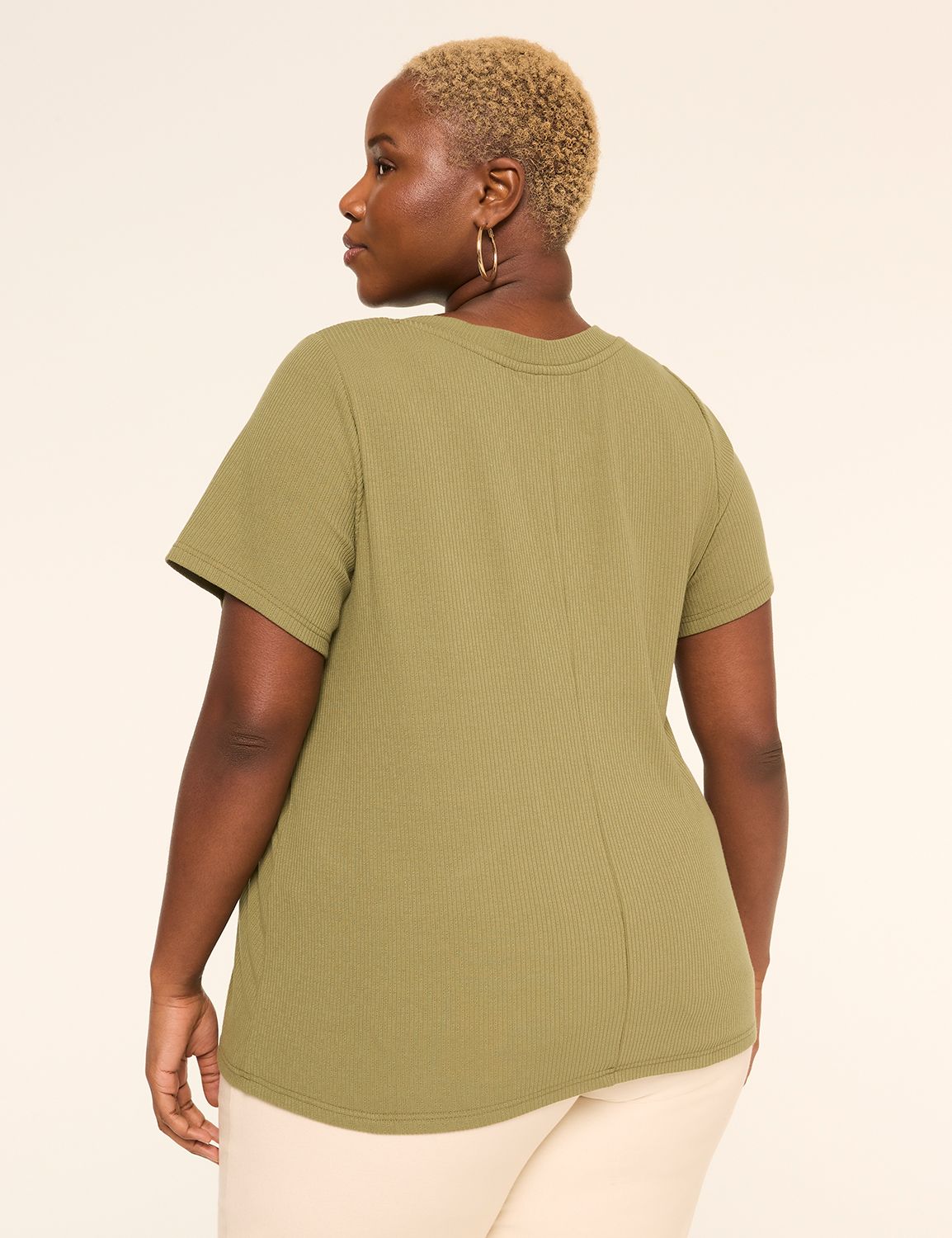 Short-Sleeve V-Notch Neck Top