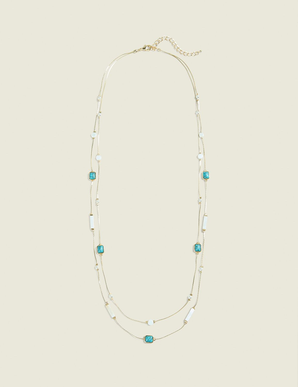Turquoise Beaded Multi-Row Necklace
