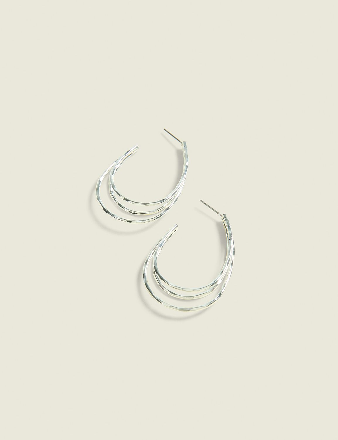 Silvertone Layered Oval Hoop Earrings