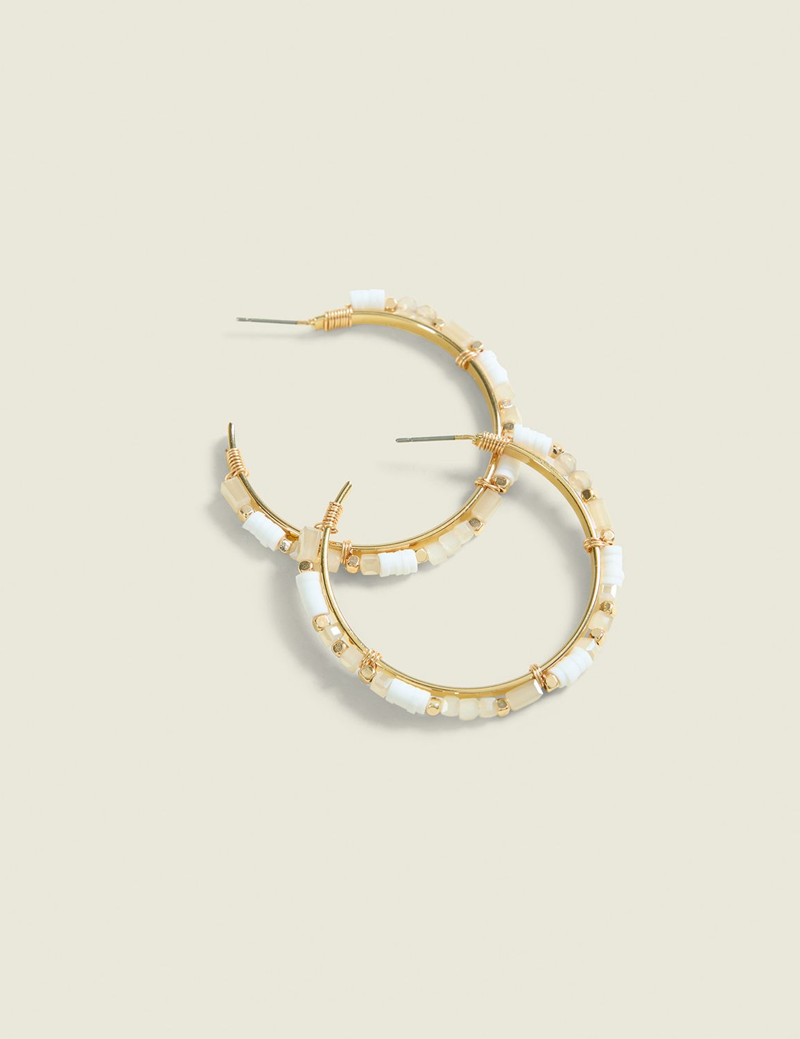 Multi Neutral Beaded Hoop Earrings Product Image 1