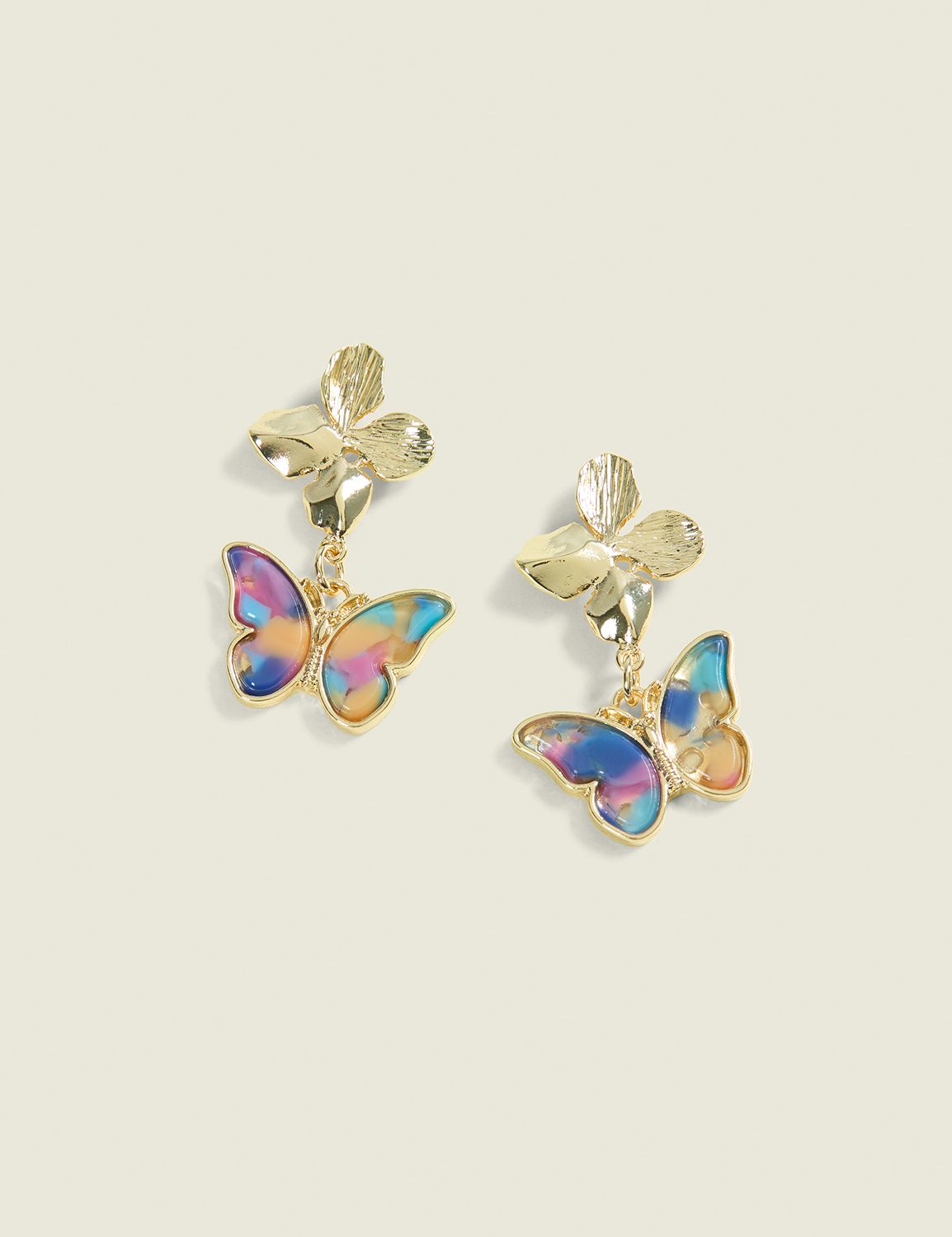 Multi-Color Butterfly Drop Earrings