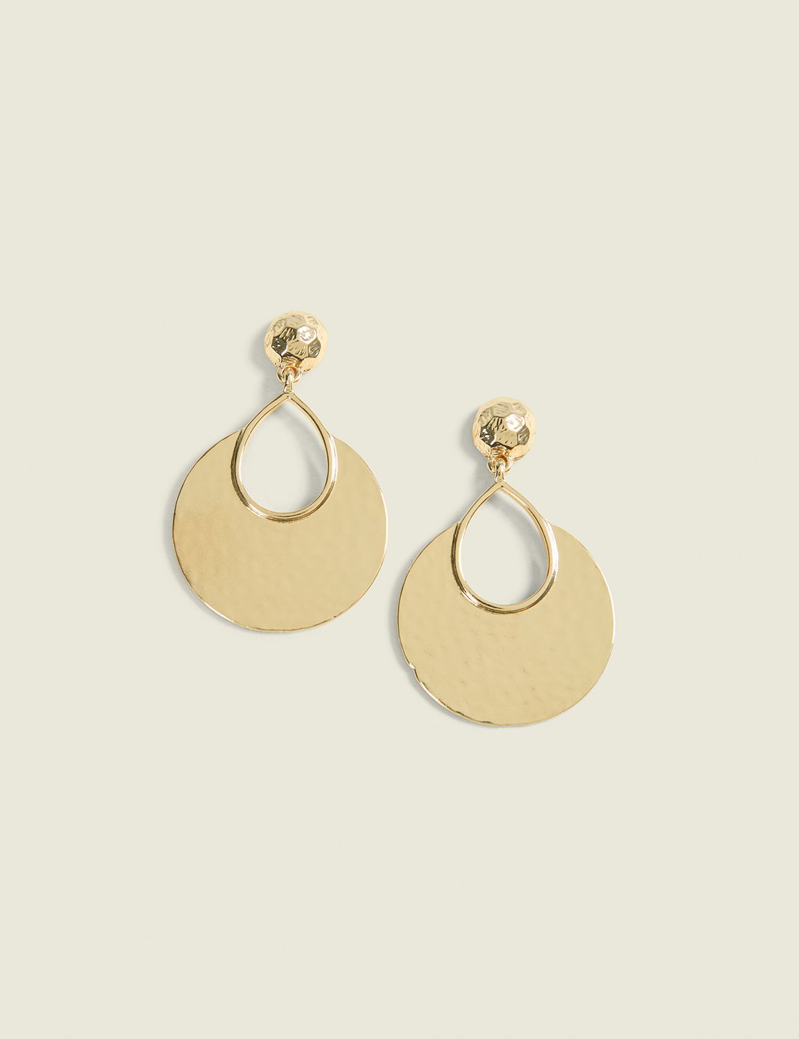 Hammered Goldtone Metal Drop Earrings
