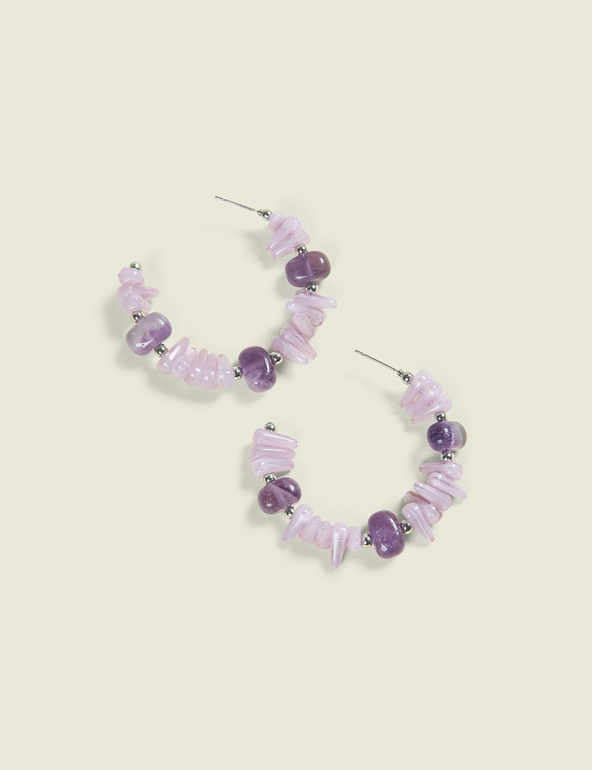 Purple Amethyst Multi-Stone Hoop Earrings