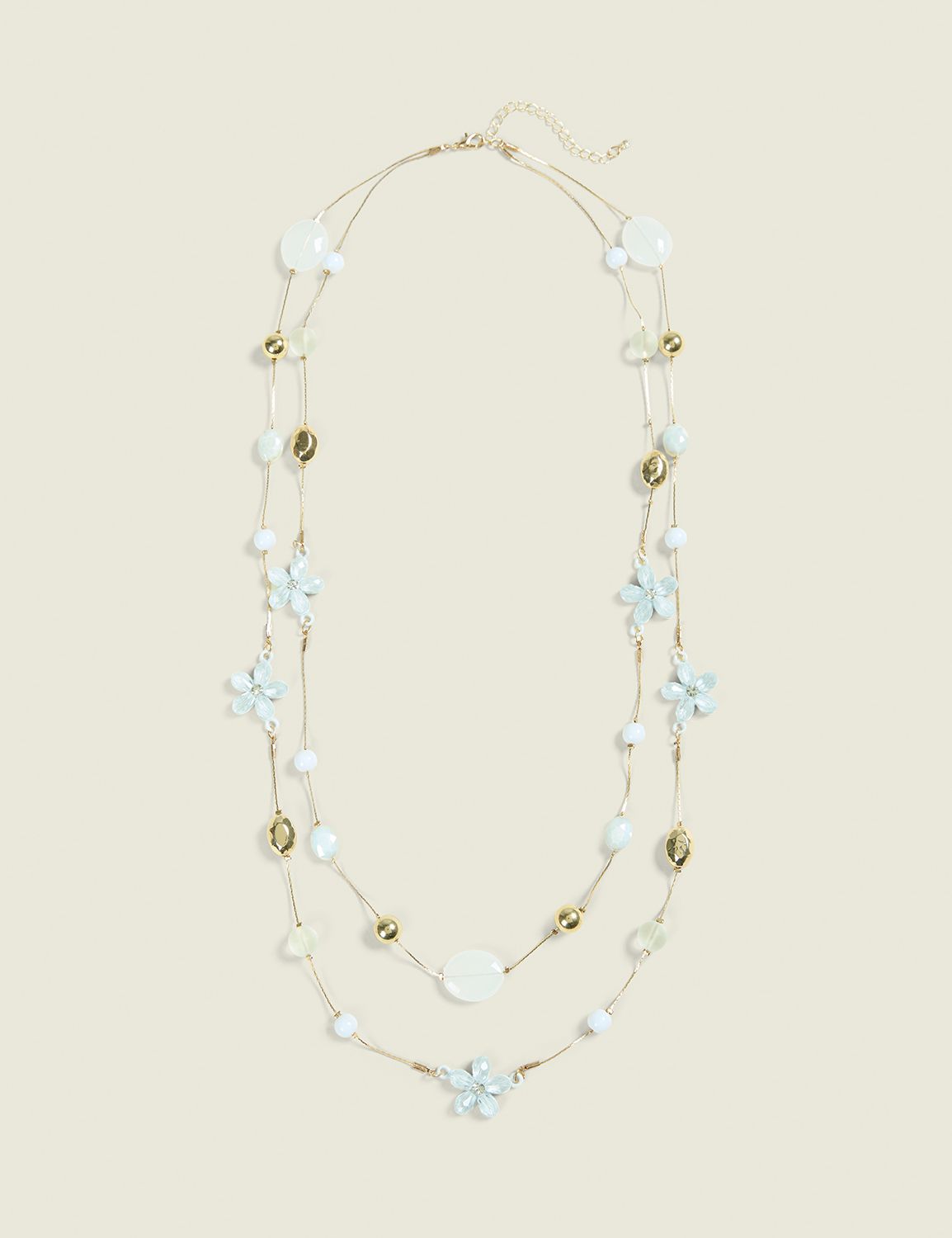 White Flower Multi-Row Station Necklace