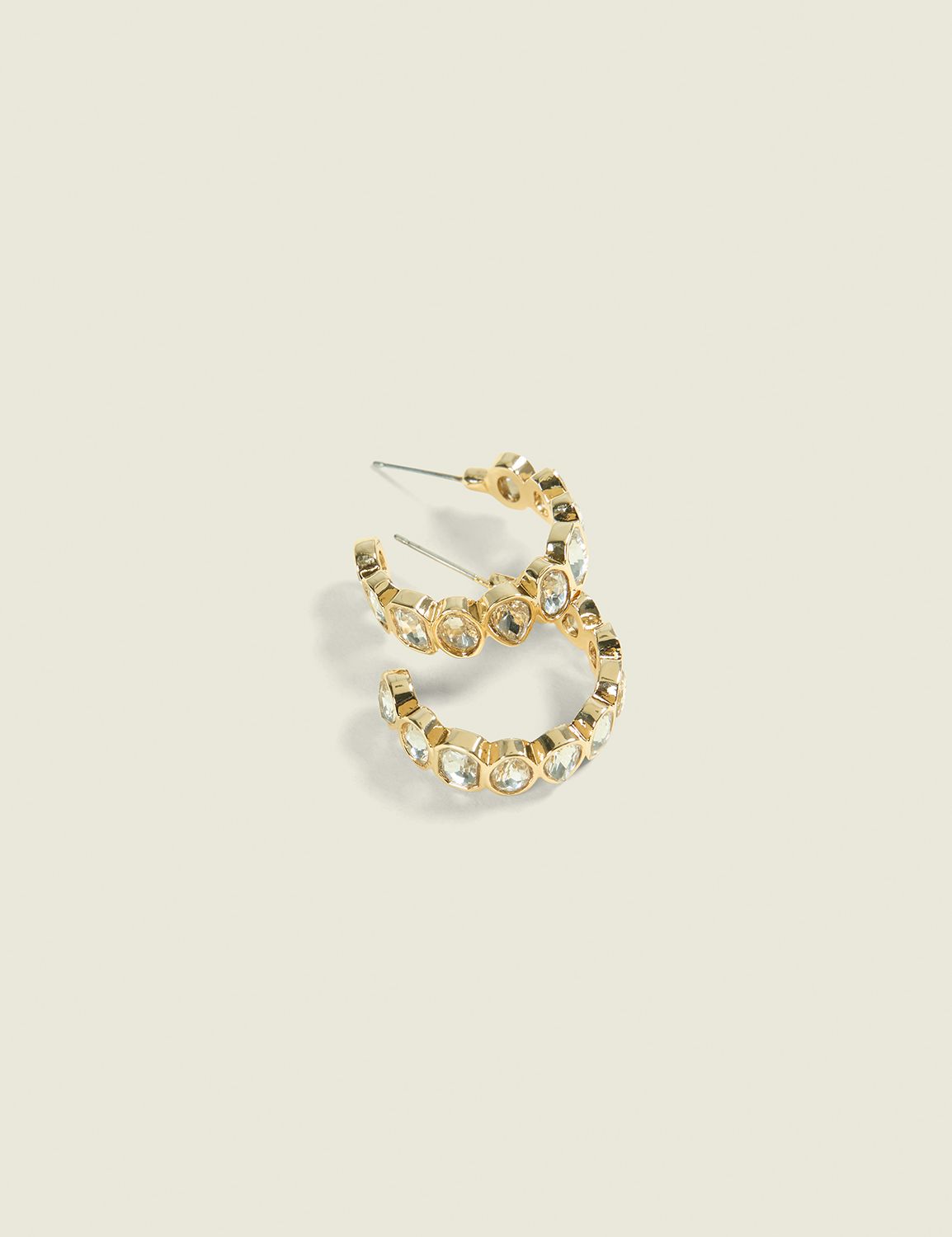 Gold Natural Cut Stone Hoop Earring Product Image 1