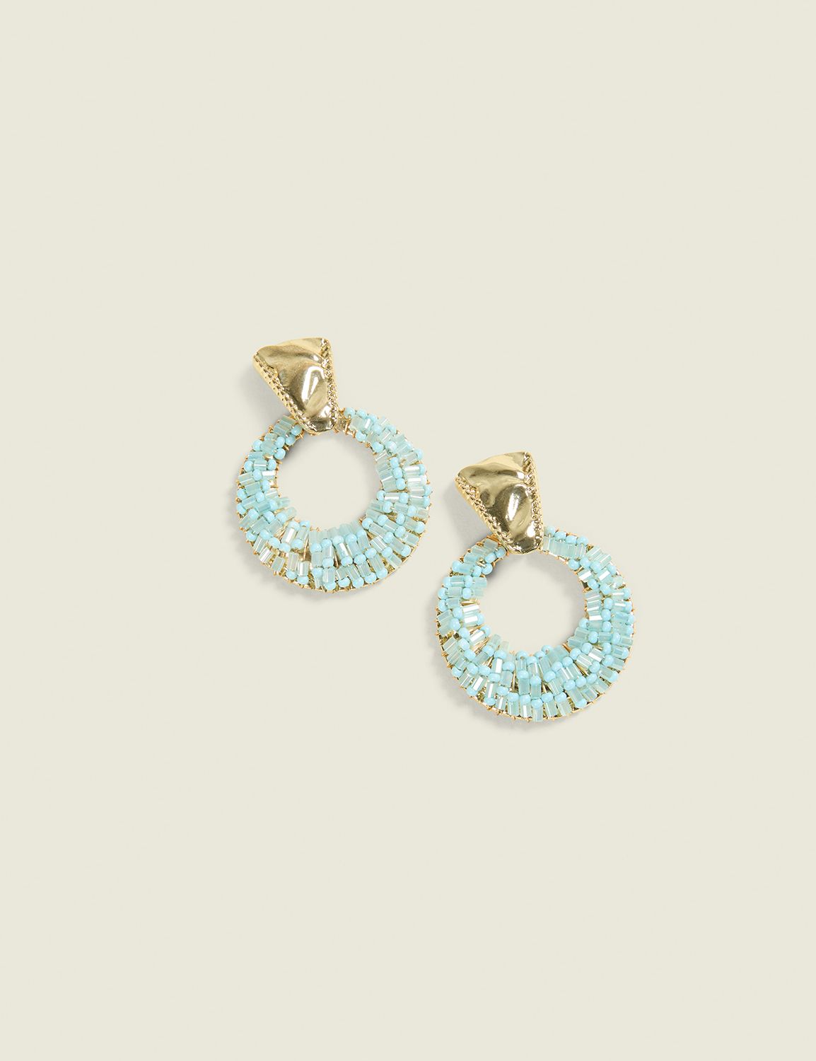 Light Blue Beaded Circle Statement Product Image 1