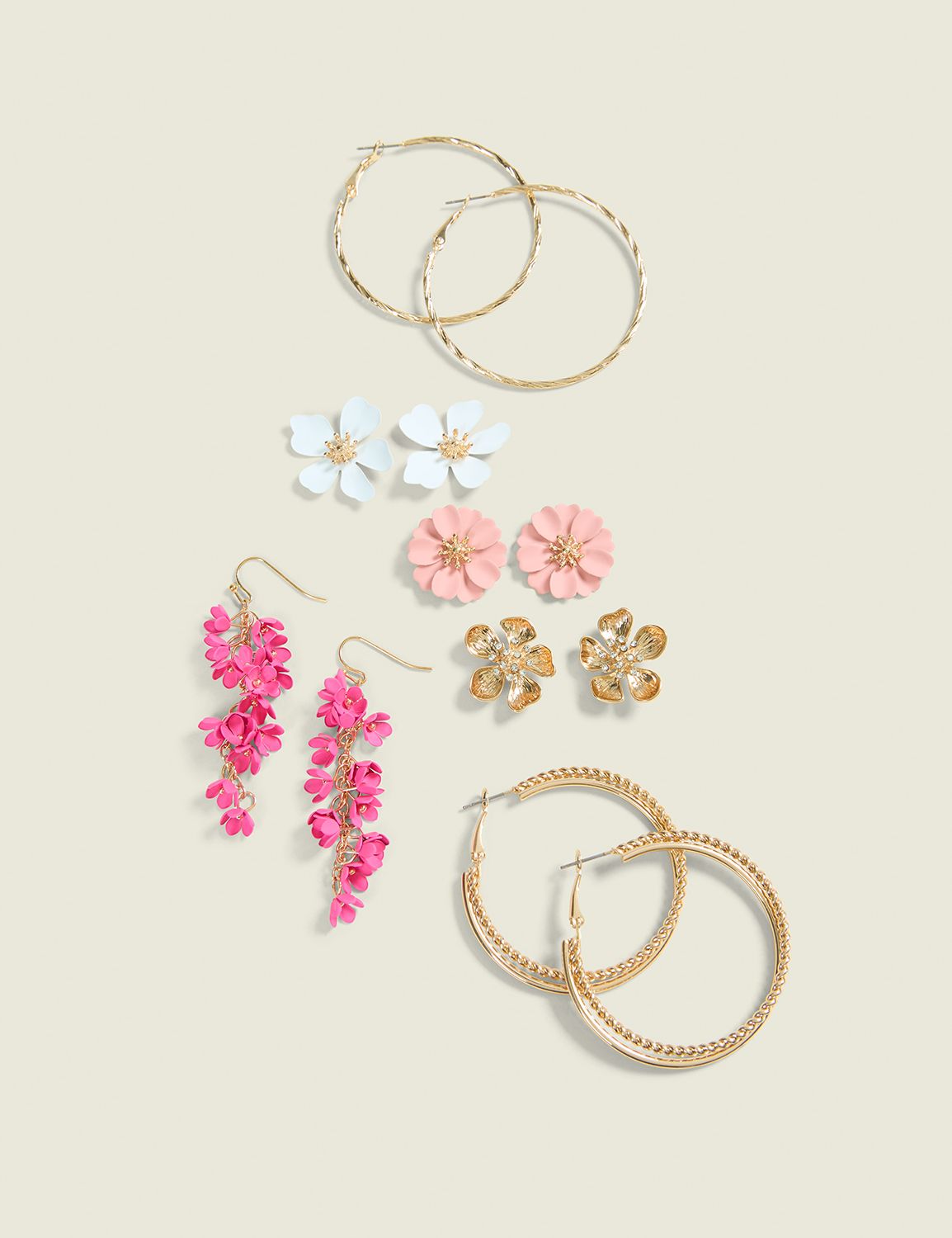 Pink & Floral Multi-Shape Earring 6-Pack